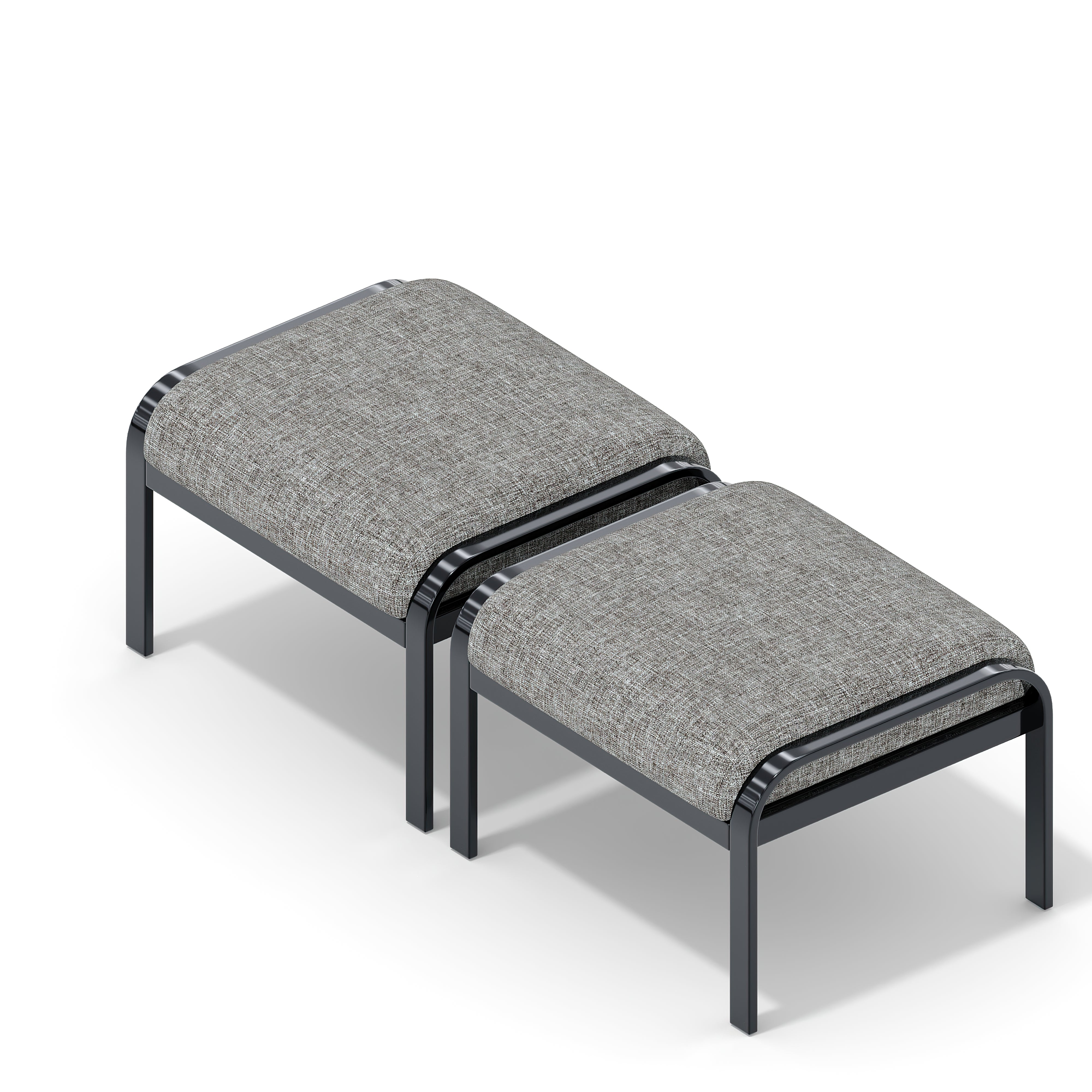 HOMREST Versatile Patio 2PCS Ottoman - Footrest, Extra Seating & Easy-Clean Design, Gray