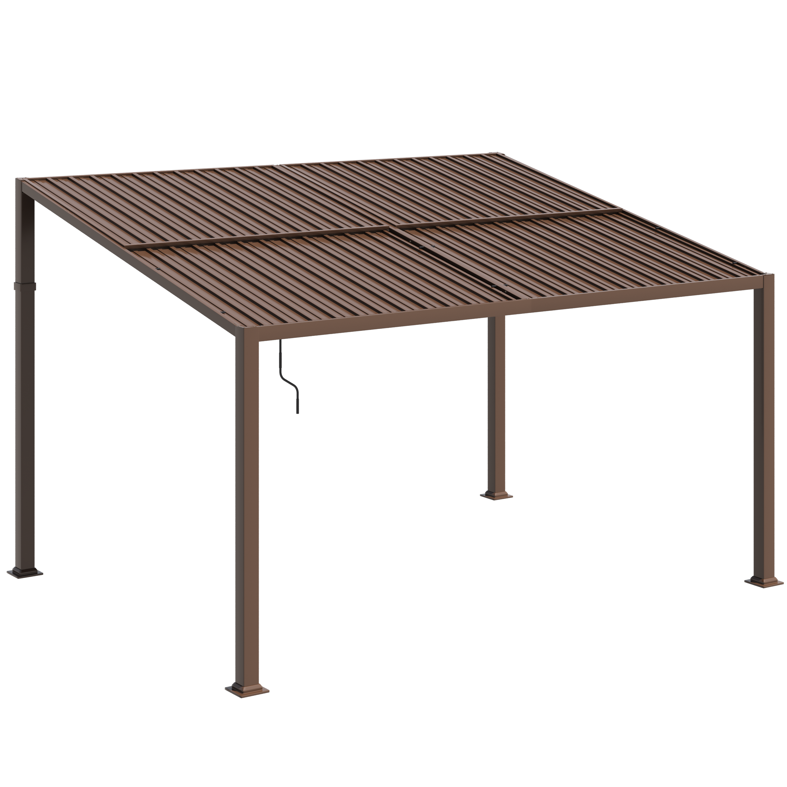 HOMREST 10' x 13' Lean to Gazebo, Patio Gazebo with Adjustable Galvanized Roof, Hardtop Wall Mounted Gazebo with Full Metal Frame, Outdoor Pergola for Deck, Porch, Garden, Backyard