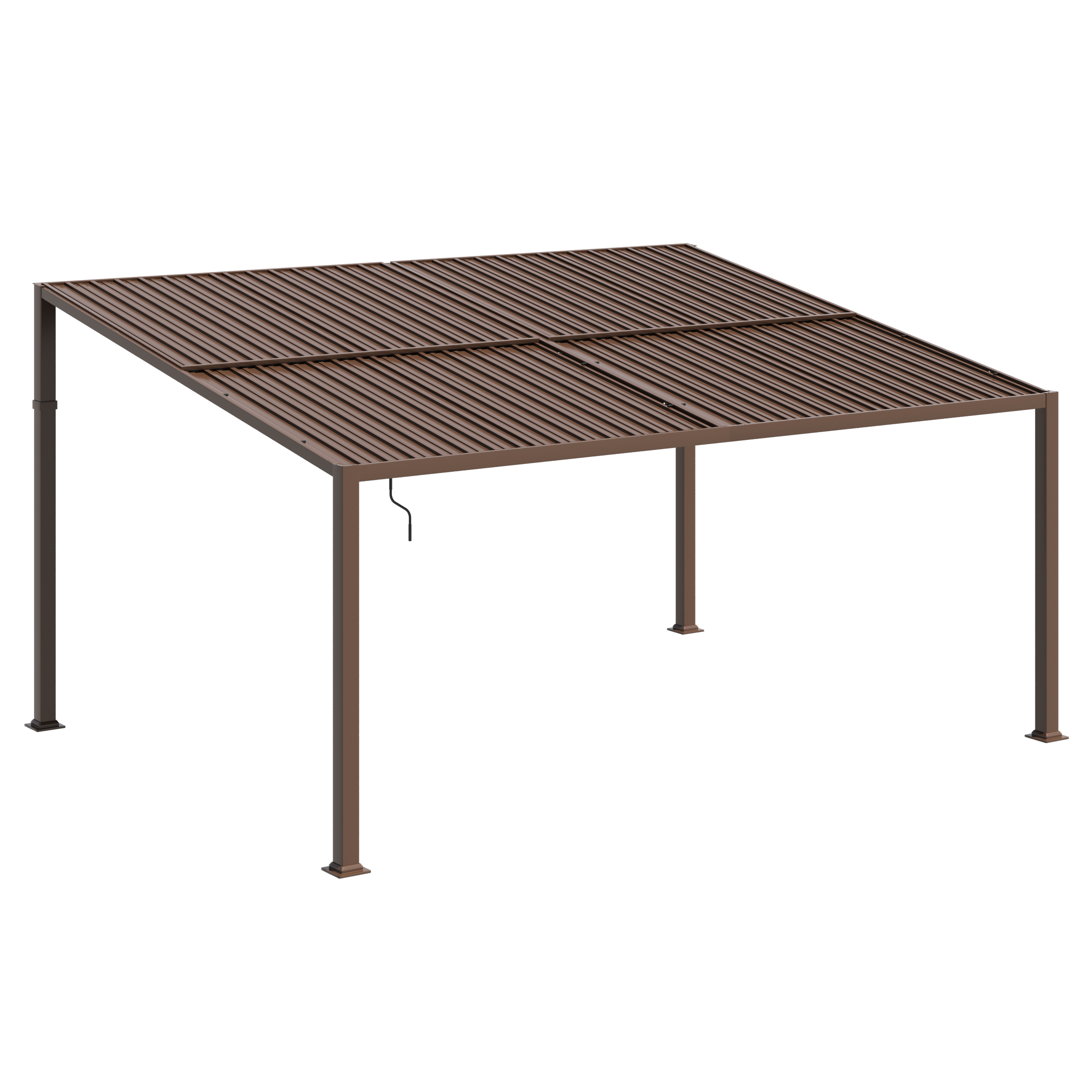 HOMREST 12' x 16' Lean to Gazebo, Patio Gazebo with Adjustable Galvanized Roof, Hardtop Wall Mounted Gazebo with Full Metal Frame, Outdoor Pergola for Deck, Porch, Garden, Backyard