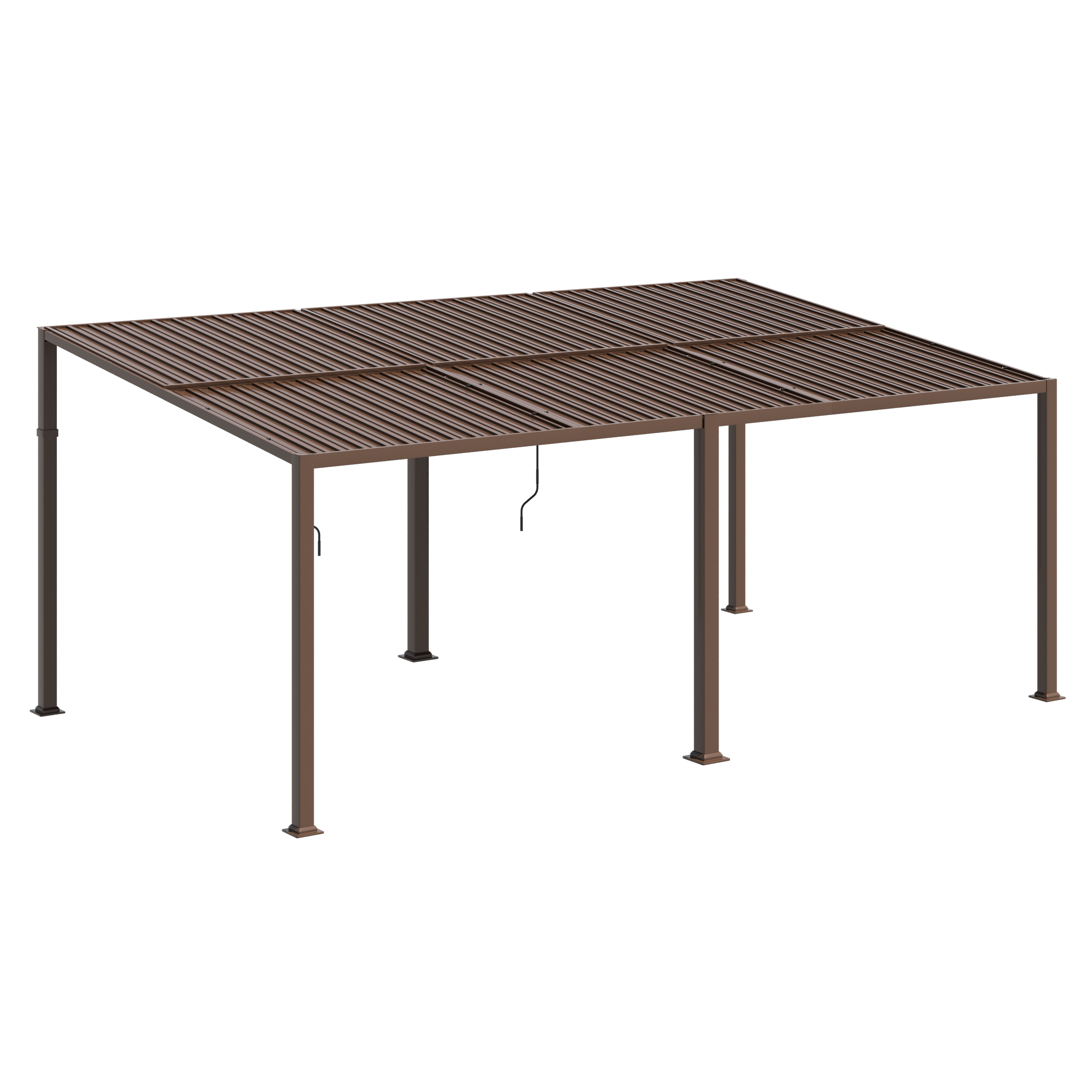 HOMREST 12' x 20' Lean to Gazebo, Patio Gazebo with Adjustable Galvanized Roof, Hardtop Wall Mounted Gazebo with Full Metal Frame, Outdoor Pergola for Deck, Porch, Garden, Backyard