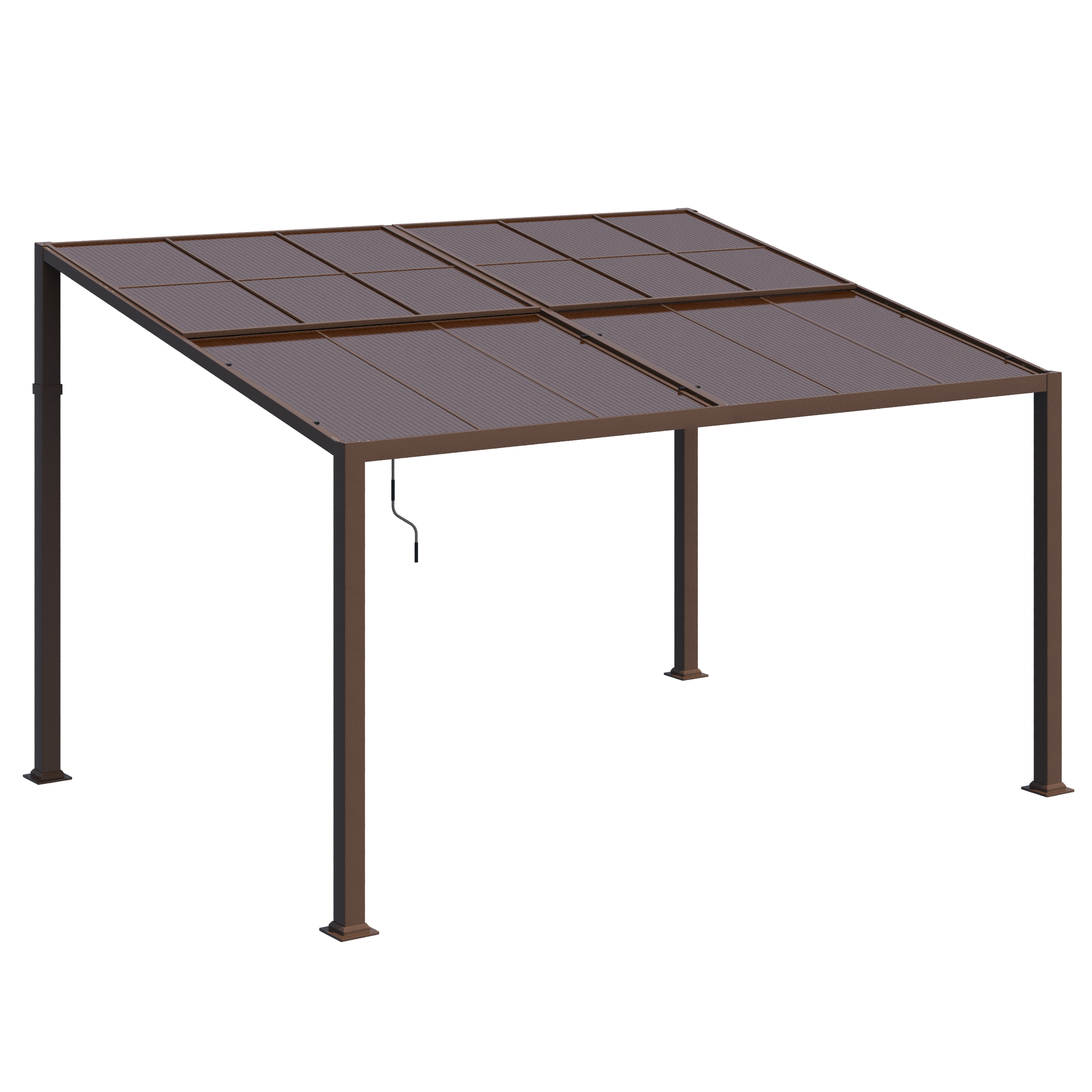 HOMREST 10' x 13' Lean to Gazebo, Patio Gazebo with Adjustable Polycarbonate Roof, Hardtop Wall Mounted Gazebo with Metal Frame