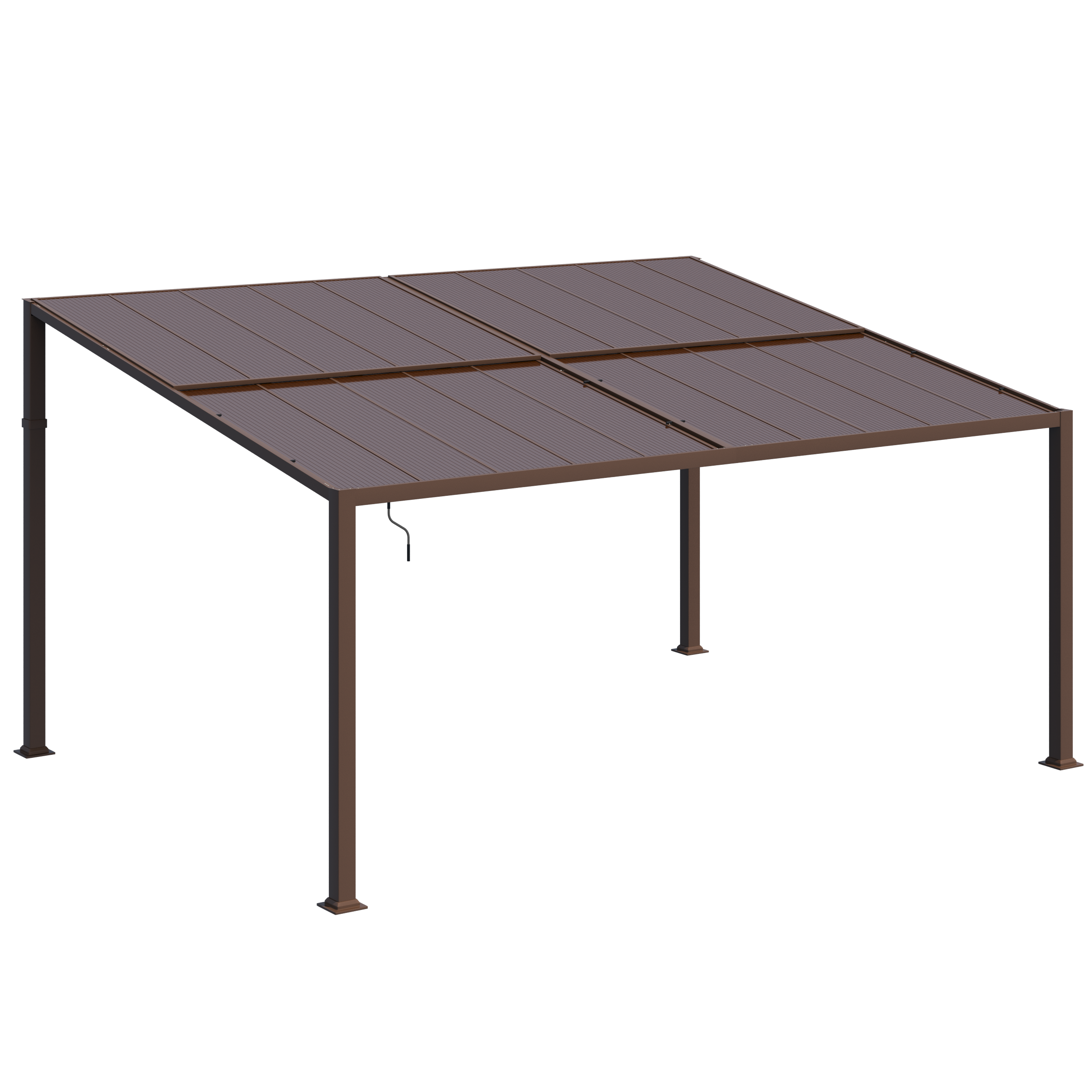 HOMREST 12' x 16' Lean to Gazebo, Patio Gazebo with Adjustable Polycarbonate Roof, Hardtop Wall Mounted Gazebo with Metal Frame, Outdoor Pergola for Deck, Porch, Garden, Backyard