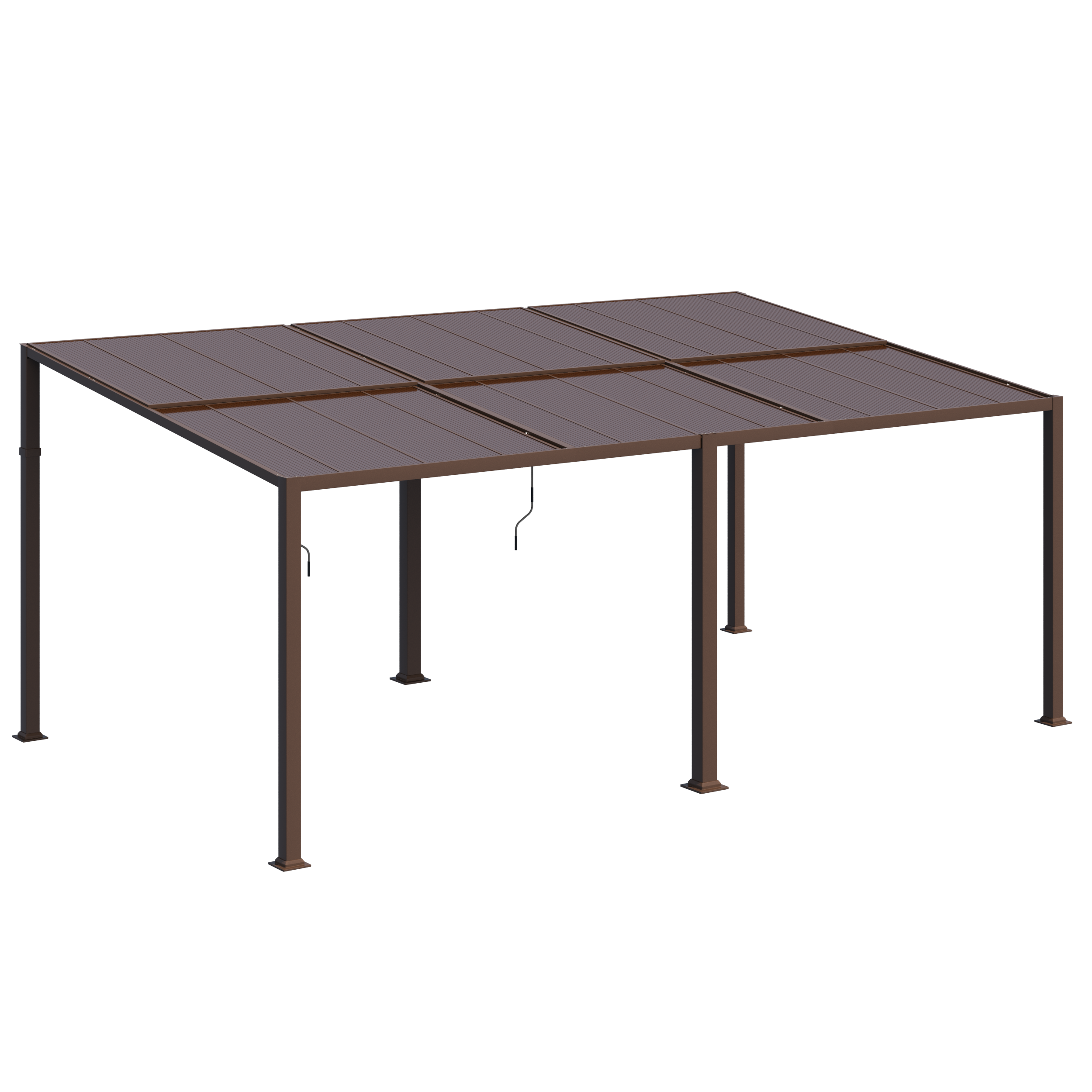 HOMREST 12' x 20' Lean to Gazebo, Heavy Duty Patio Gazebo with Adjustable Polycarbonate Roof, Hardtop Wall Mounted Gazebo with Metal Frame, Outdoor Pergola for Deck, Porch, Garden, Backyard