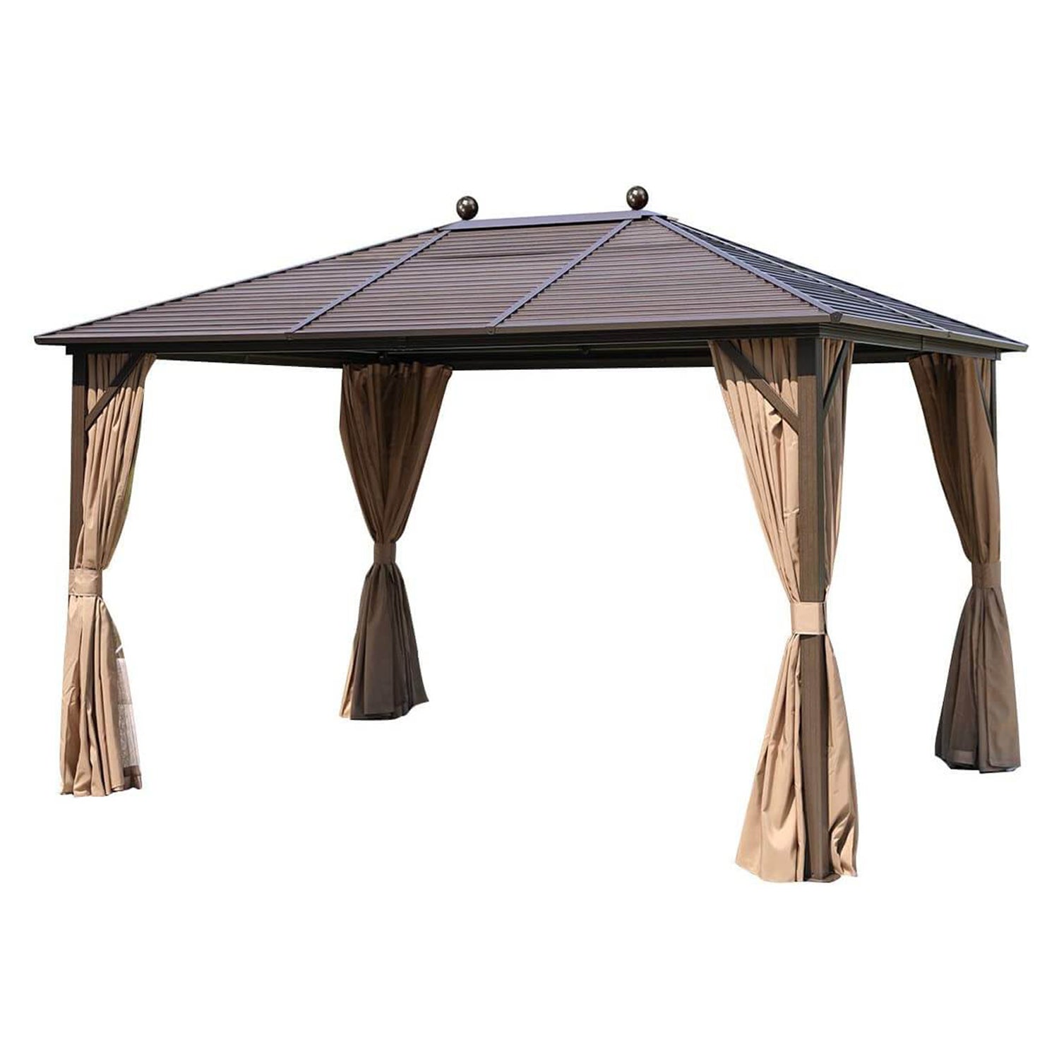 Homrest 10' x 13' Hardtop Gazebo Hardtop Gazebo, Outdoor Galvanized Steel Canopy
