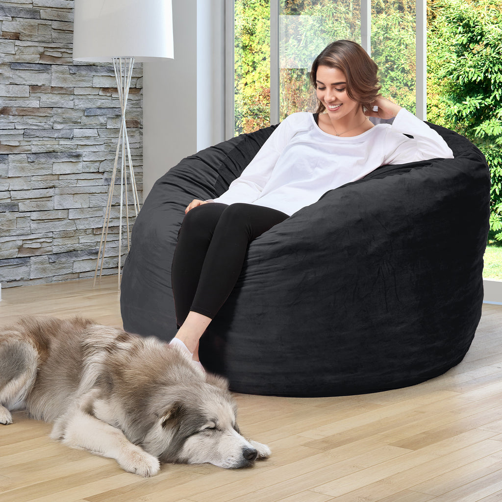 HOMREST 5ft Giant Gorilla Bean Bag Sofa Chair Bed for Adults, Black