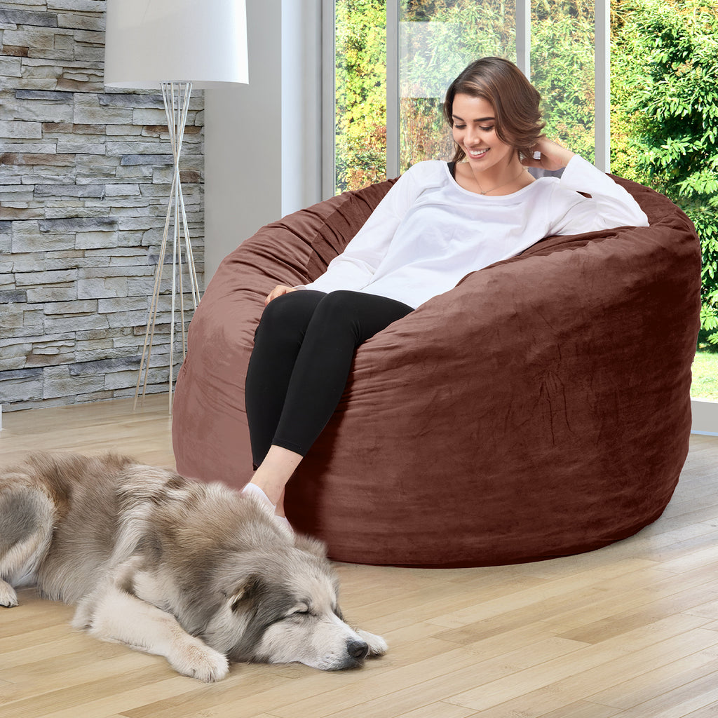 HOMREST 5ft Giant Gorilla Bean Bag Sofa Chair Bed for Adults, Brown