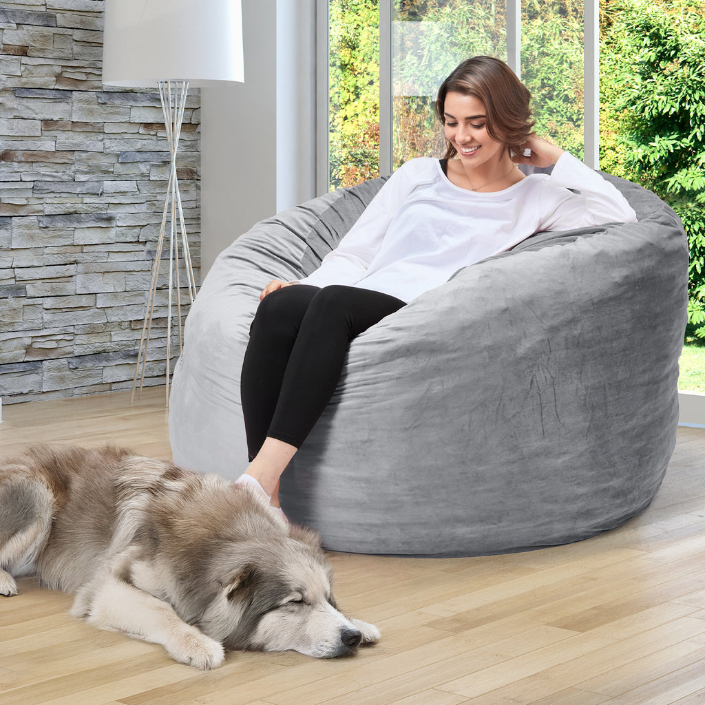 HOMREST 5ft Giant Gorilla Bean Bag Sofa Chair Bed for Adults, Grey