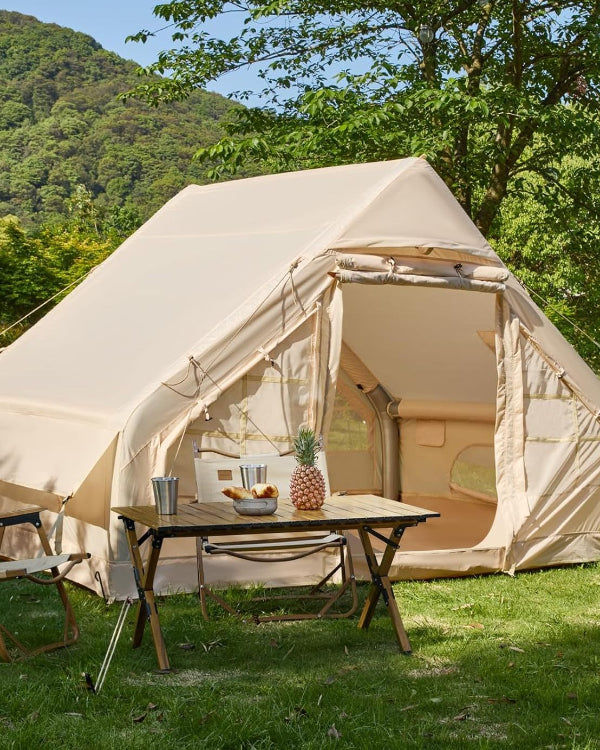 HOMREST 4 Person Inflatable Tent, Quick Setup in 2 Minutes with Hand Pump, Oxford Blow Up Tent with Skylight for Family