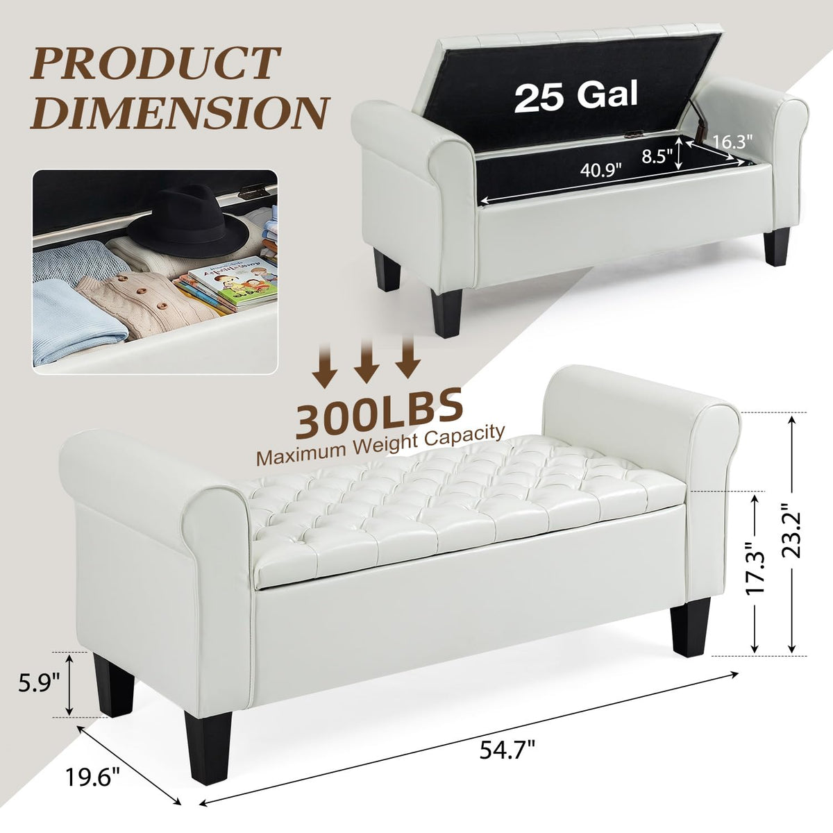 HOMREST 55 storage ottoman bench gallery