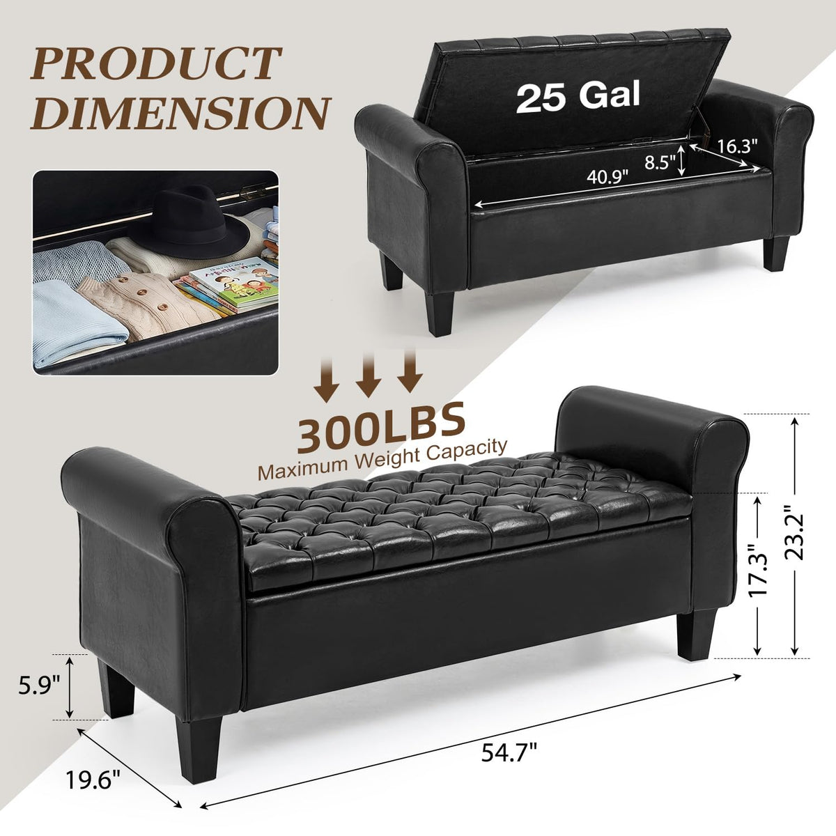 HOMREST 55 storage ottoman bench gallery