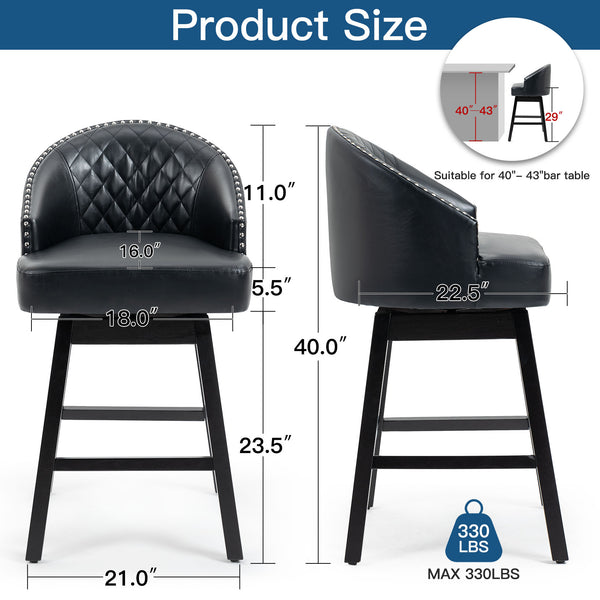 HOMREST Swivel Bar Stools Set of 2, 29