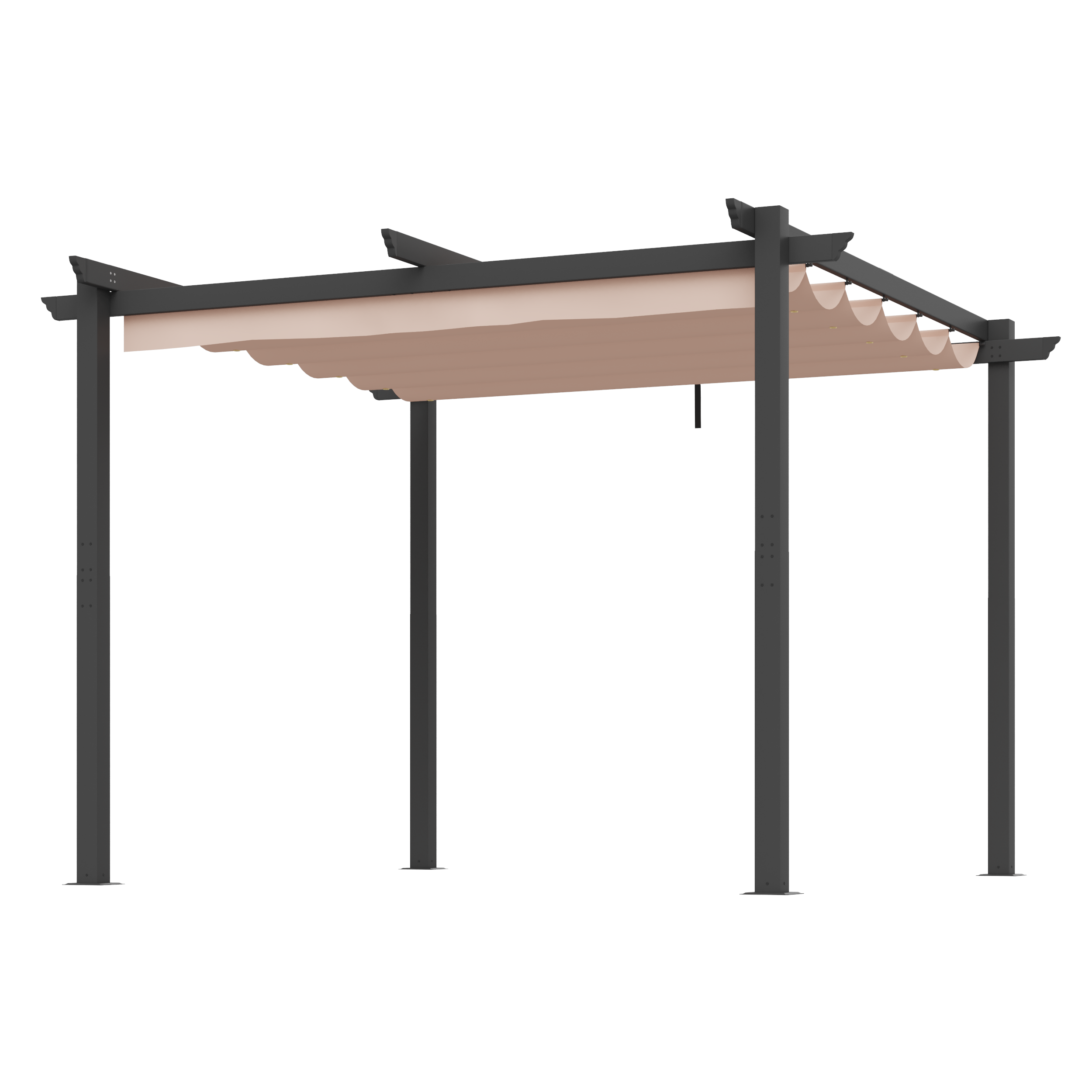 HOMREST Retractable Pergola 10x10 Ft, Upgraded Sun Shade with Waterproof Canopy, Durable Metal Patio Shelter with Magnetic Attachment for Backyard Garden Deck (Beige)