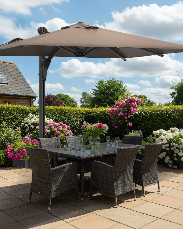 HOMREST 10x13ft Large Rectangular Cantilever Umbrella with 360° Rotation & 6 Adjustable Heights, Outdoor Patio Umbrella