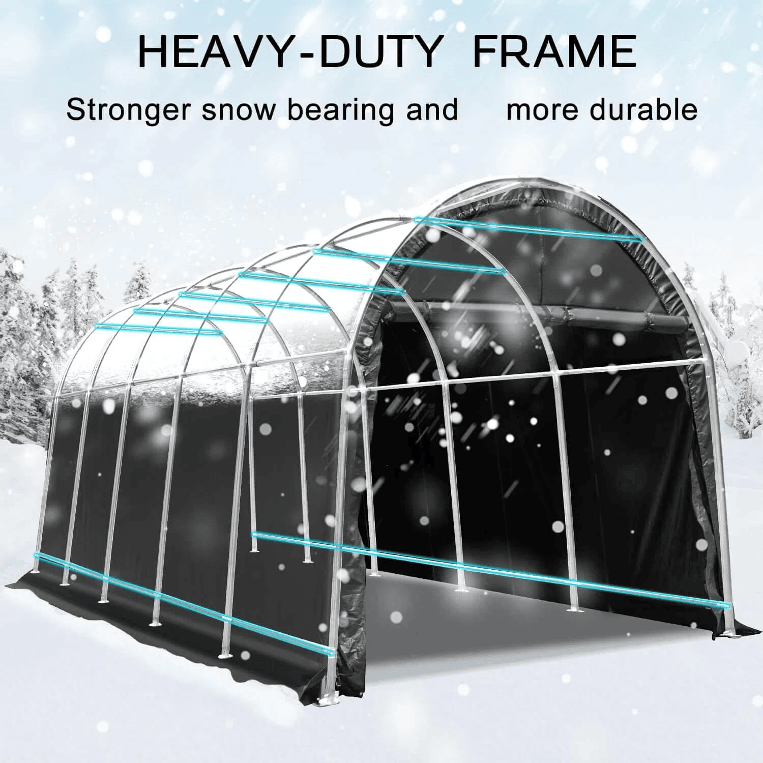 HOMREST Carport 12 x 20 FT Heavy Duty, Portable Garage with All-Steel Metal Frame and Round Style Roof, Anti-Snow Car Canopy Outdoor Storage Shelter for Car, Truck, Boat