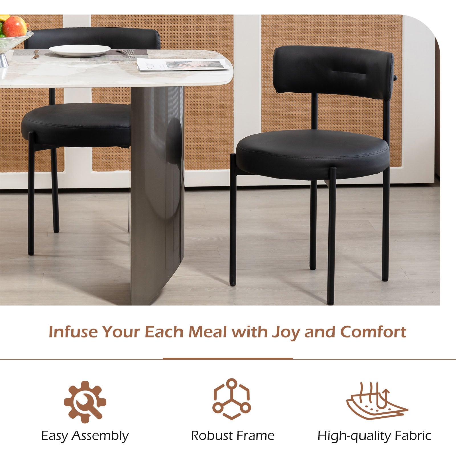 Homrest Faux Leather Dining Chairs (Set of 2) – Black