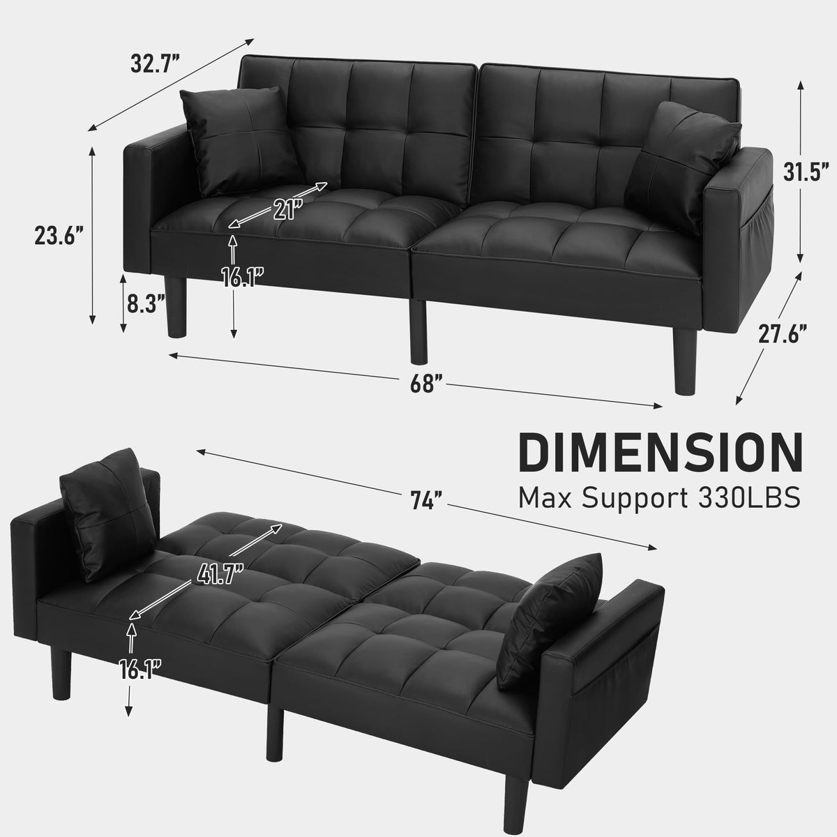 HOMREST 74 futon sofa bed gallery