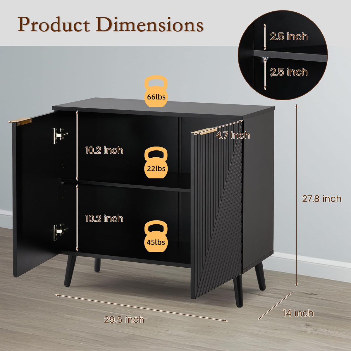 HOMREST fluted black wood sideboard gallery