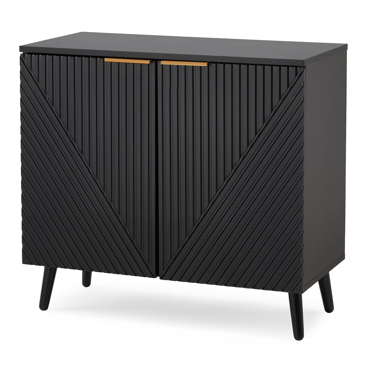 HOMREST fluted black wood sideboard main