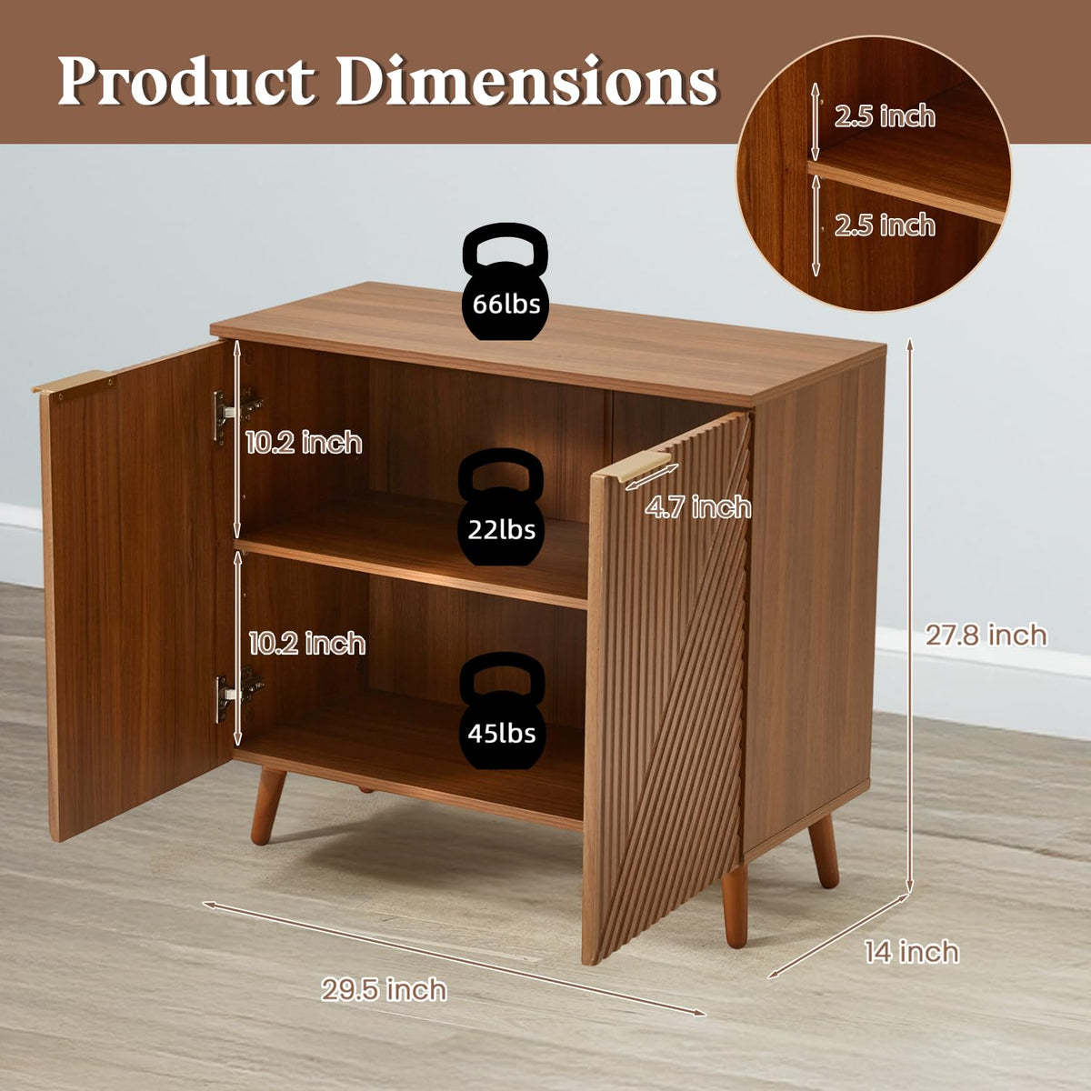 HOMREST fluted brown wood sideboard gallery
