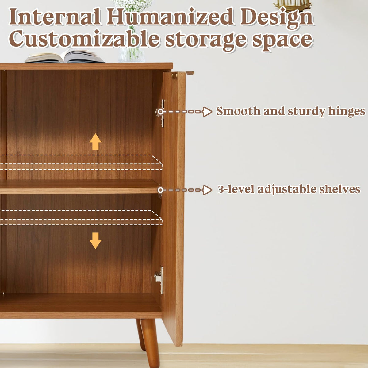 HOMREST fluted brown wood sideboard gallery