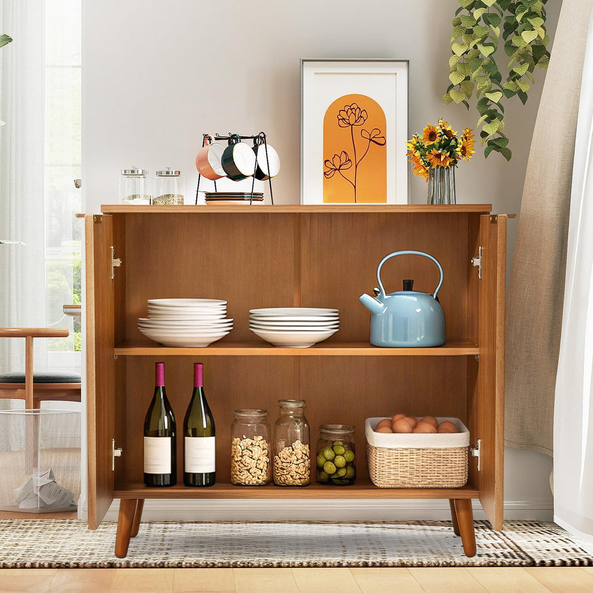 HOMREST fluted brown wood sideboard gallery