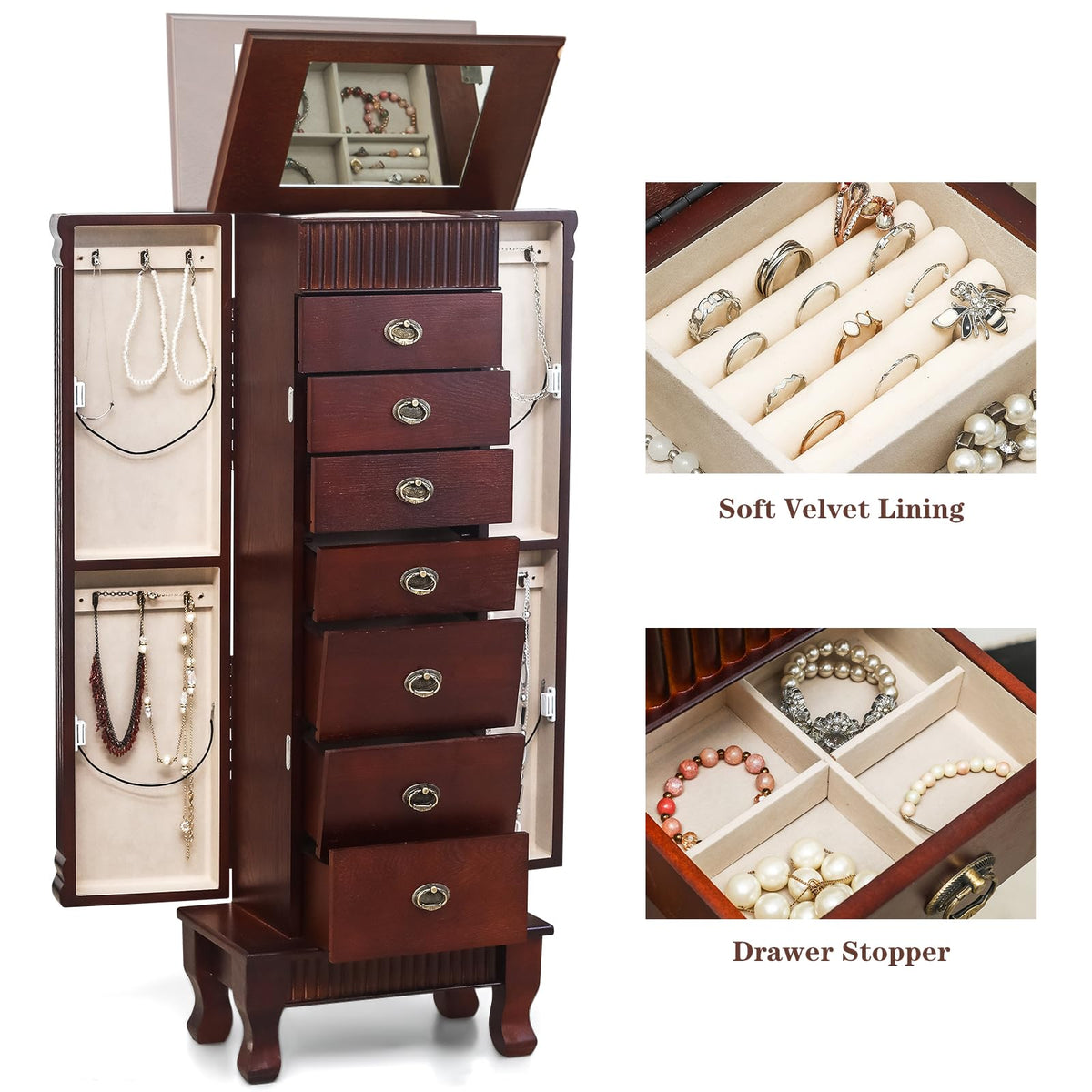 HOMREST standing jewelry cabinet armoire gallery