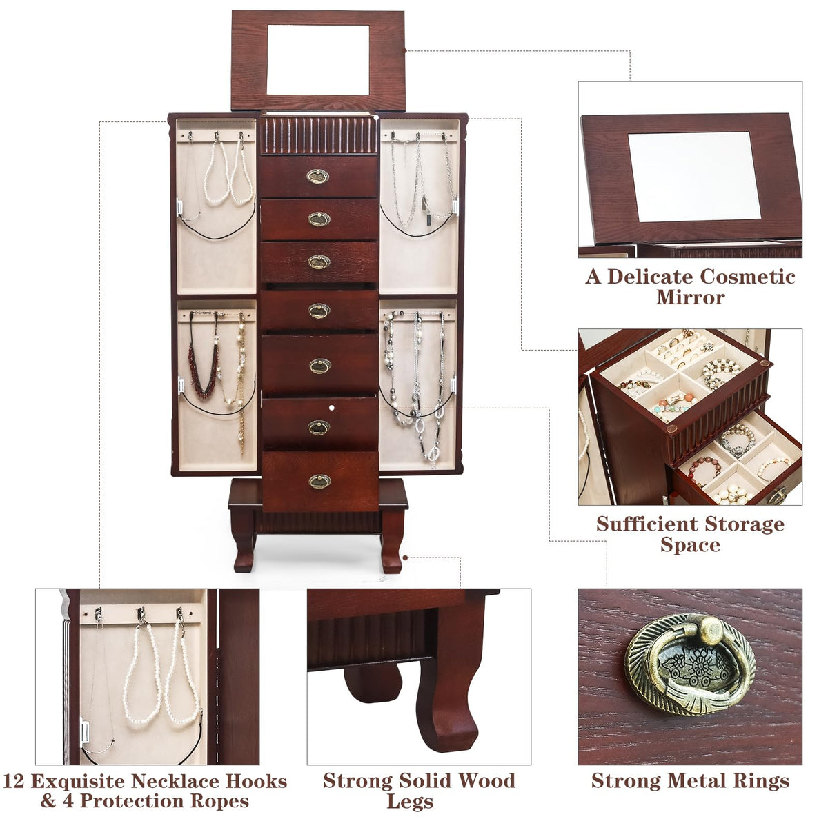 HOMREST standing jewelry cabinet armoire gallery
