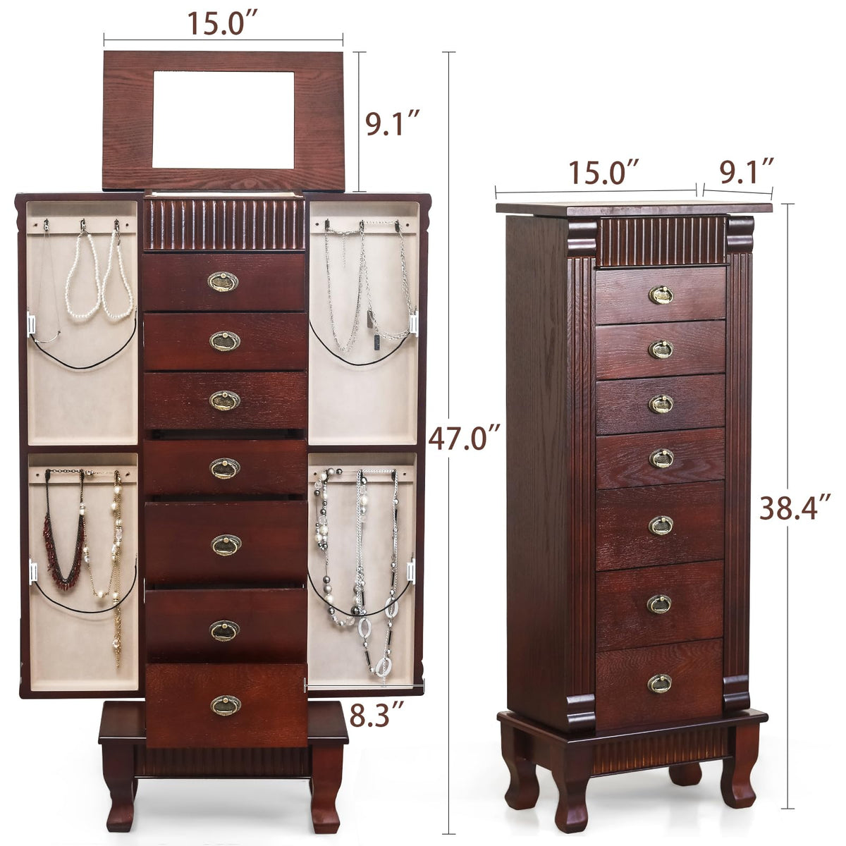 HOMREST standing jewelry cabinet armoire gallery