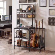 HOMREST 5-tier vinyl record player stand with guitar stand and charging station product image 1
