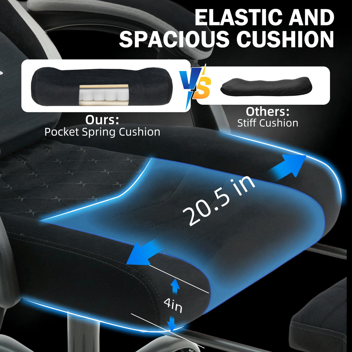HOMREST black fabric ergonomic high gallery