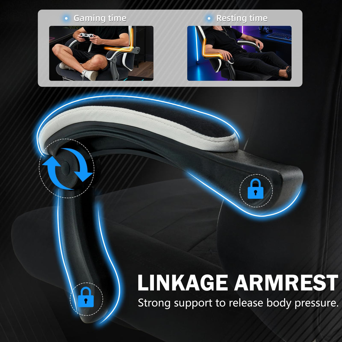 HOMREST black fabric ergonomic high gallery