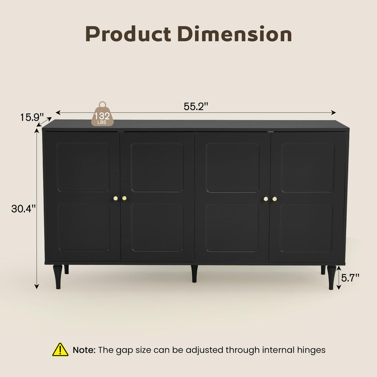HOMREST fluted storage cabinet with gallery