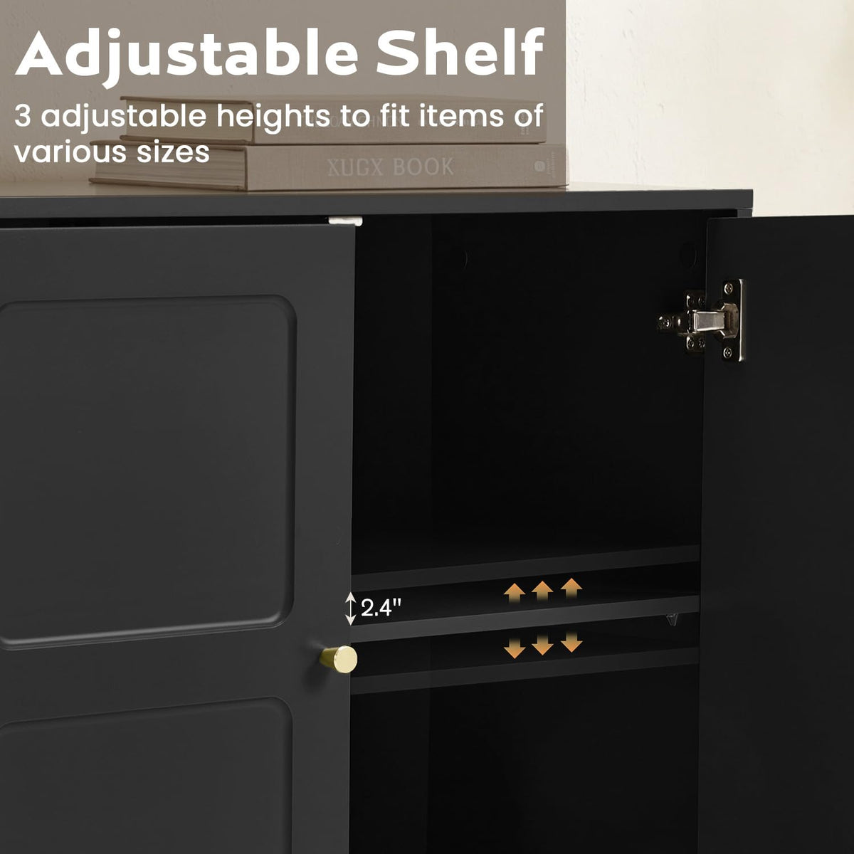 HOMREST fluted storage cabinet with gallery