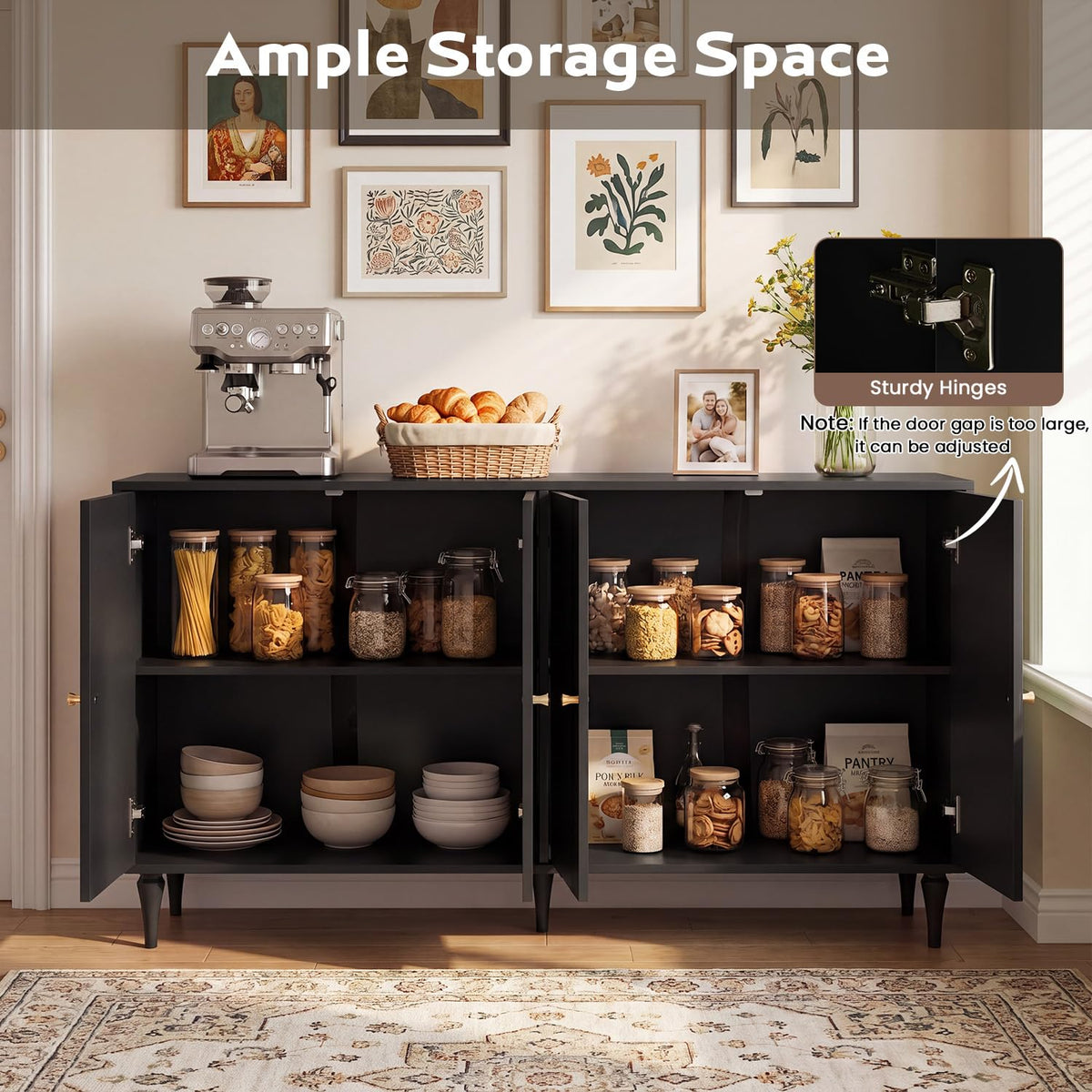 HOMREST fluted storage cabinet with gallery