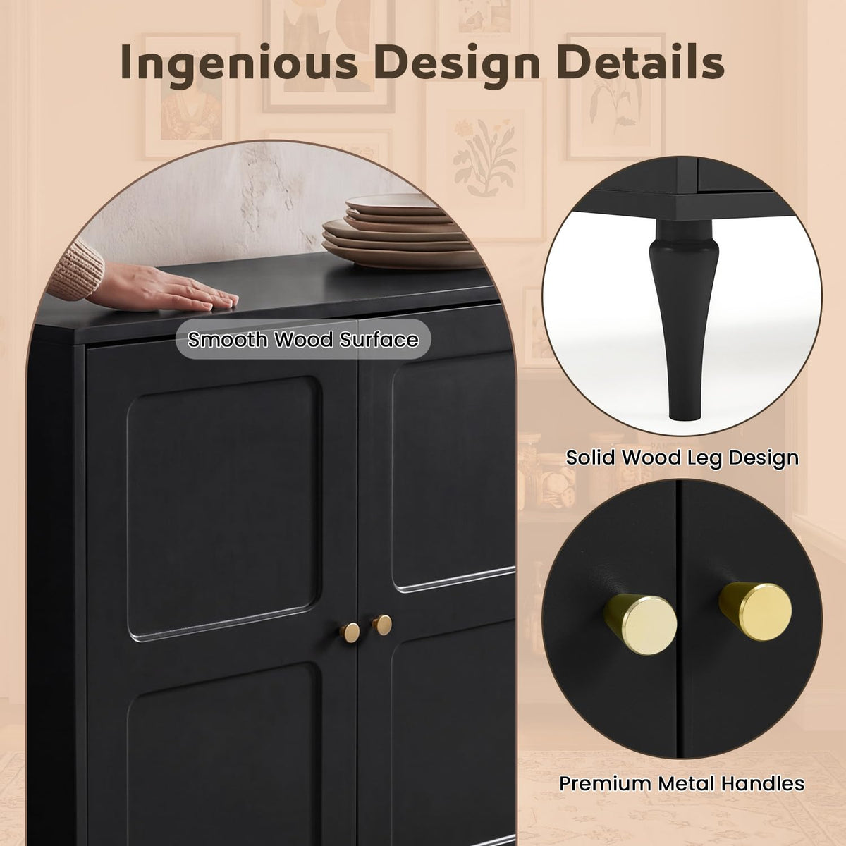 HOMREST fluted storage cabinet with gallery