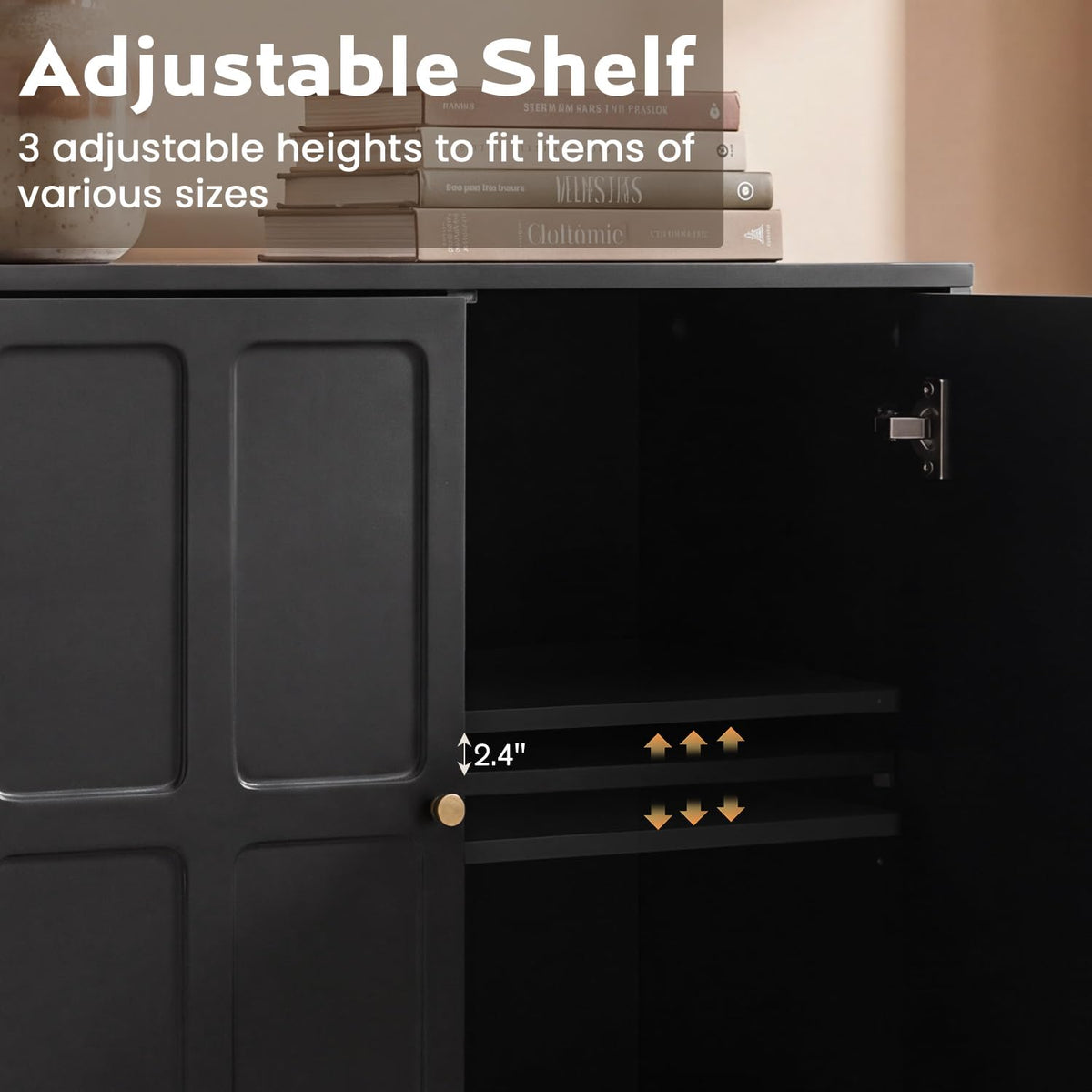 HOMREST fluted storage cabinet with gallery