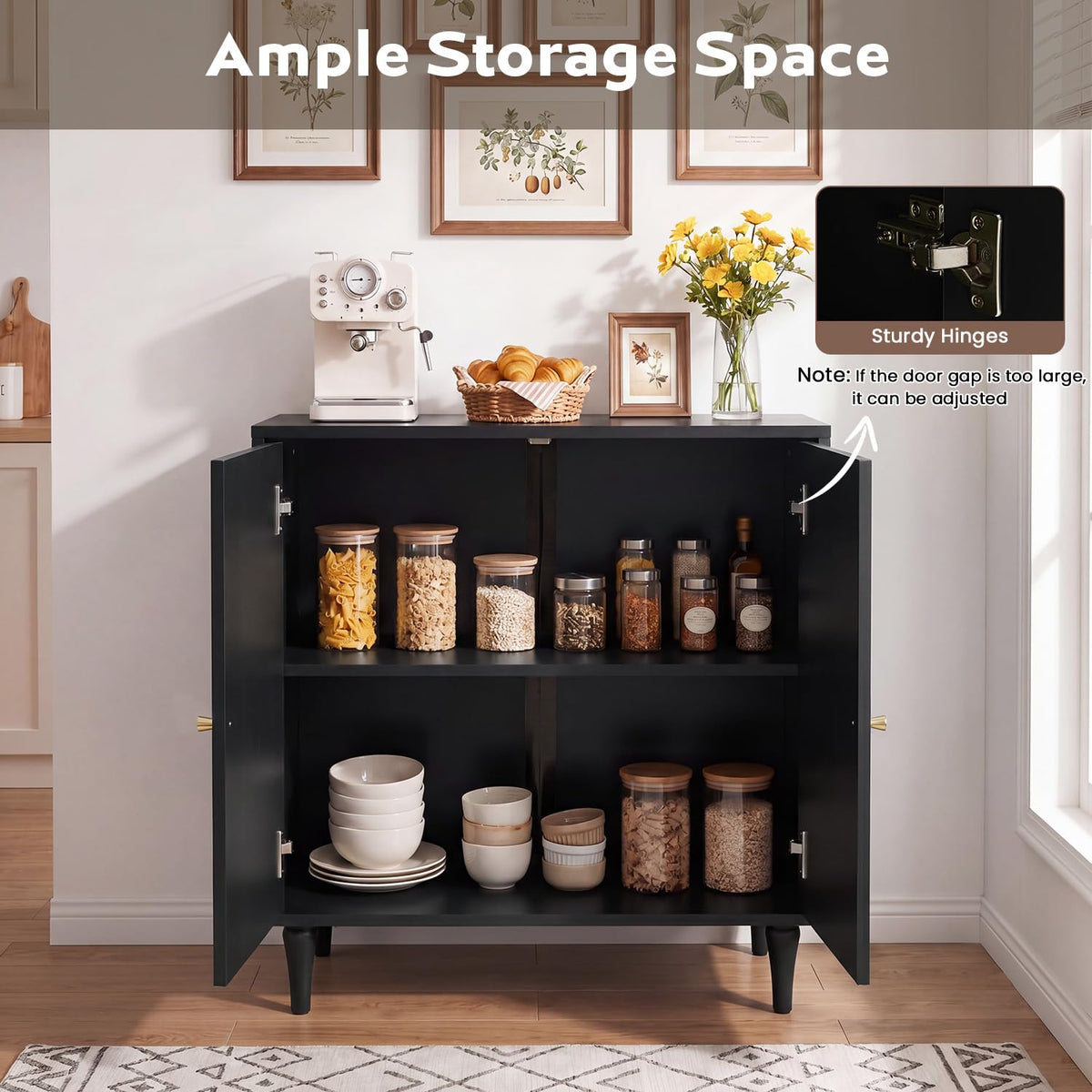HOMREST fluted storage cabinet with gallery