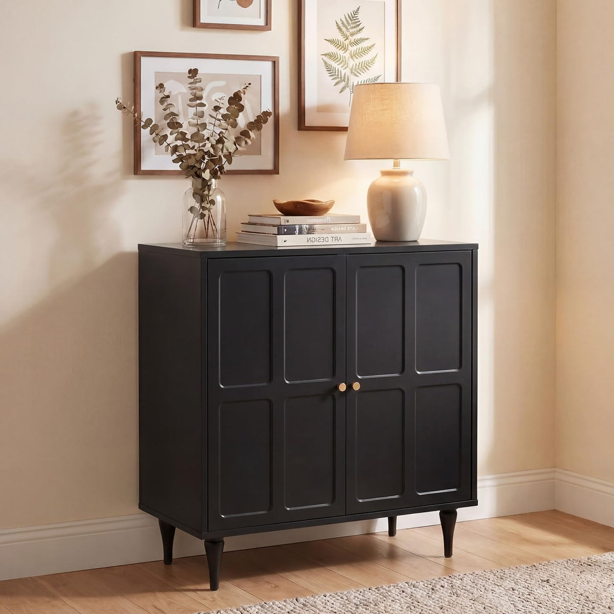HOMREST fluted storage cabinet with gallery