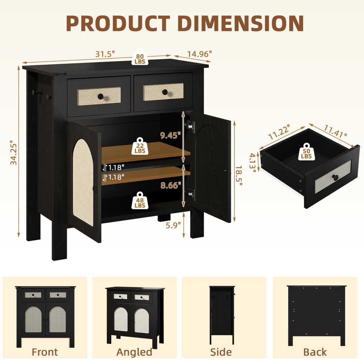 HOMREST rattan cabinet with storage gallery