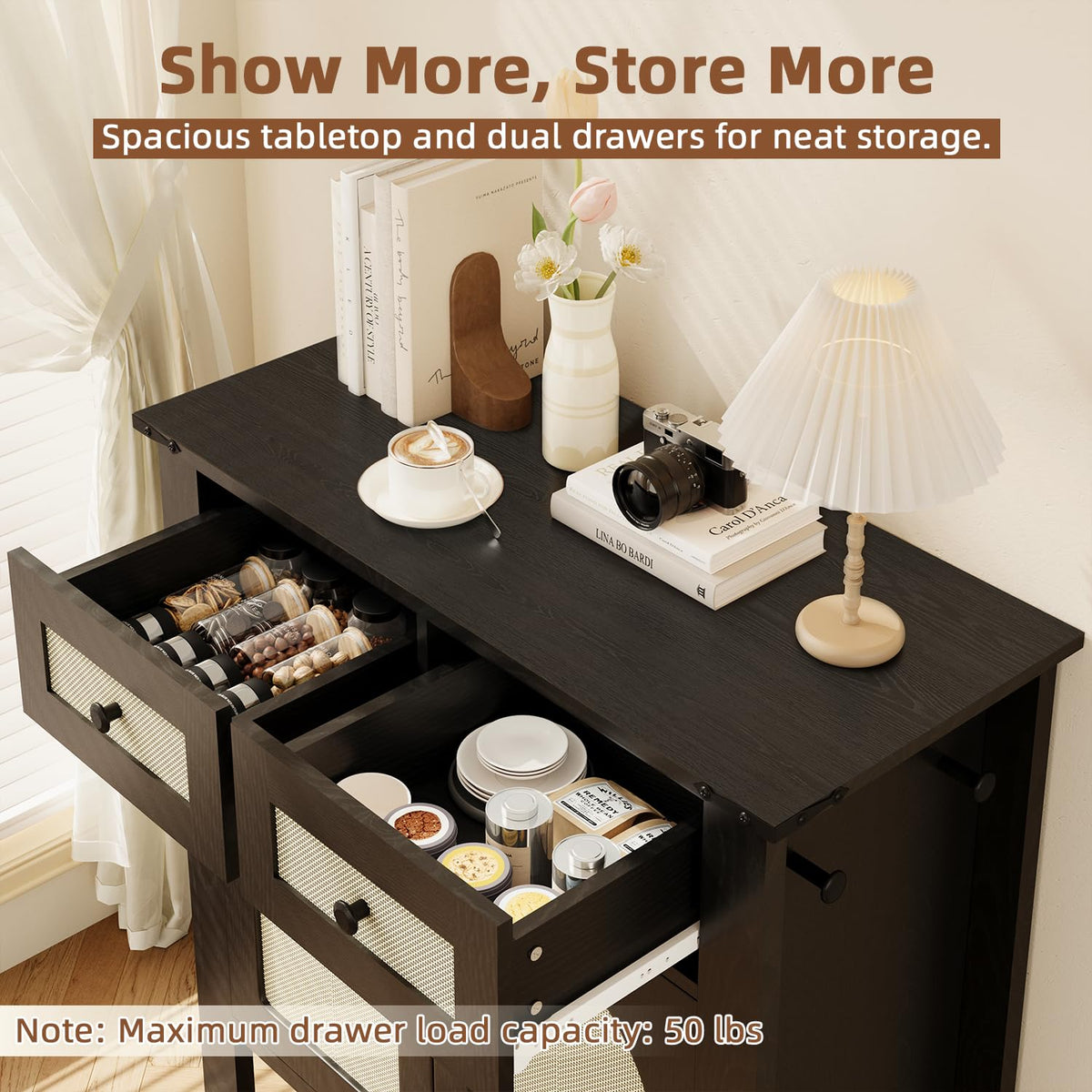 HOMREST rattan cabinet with storage gallery