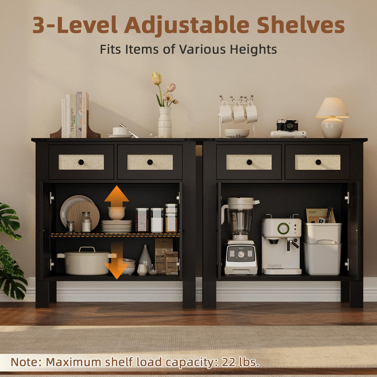 HOMREST rattan cabinet with storage gallery