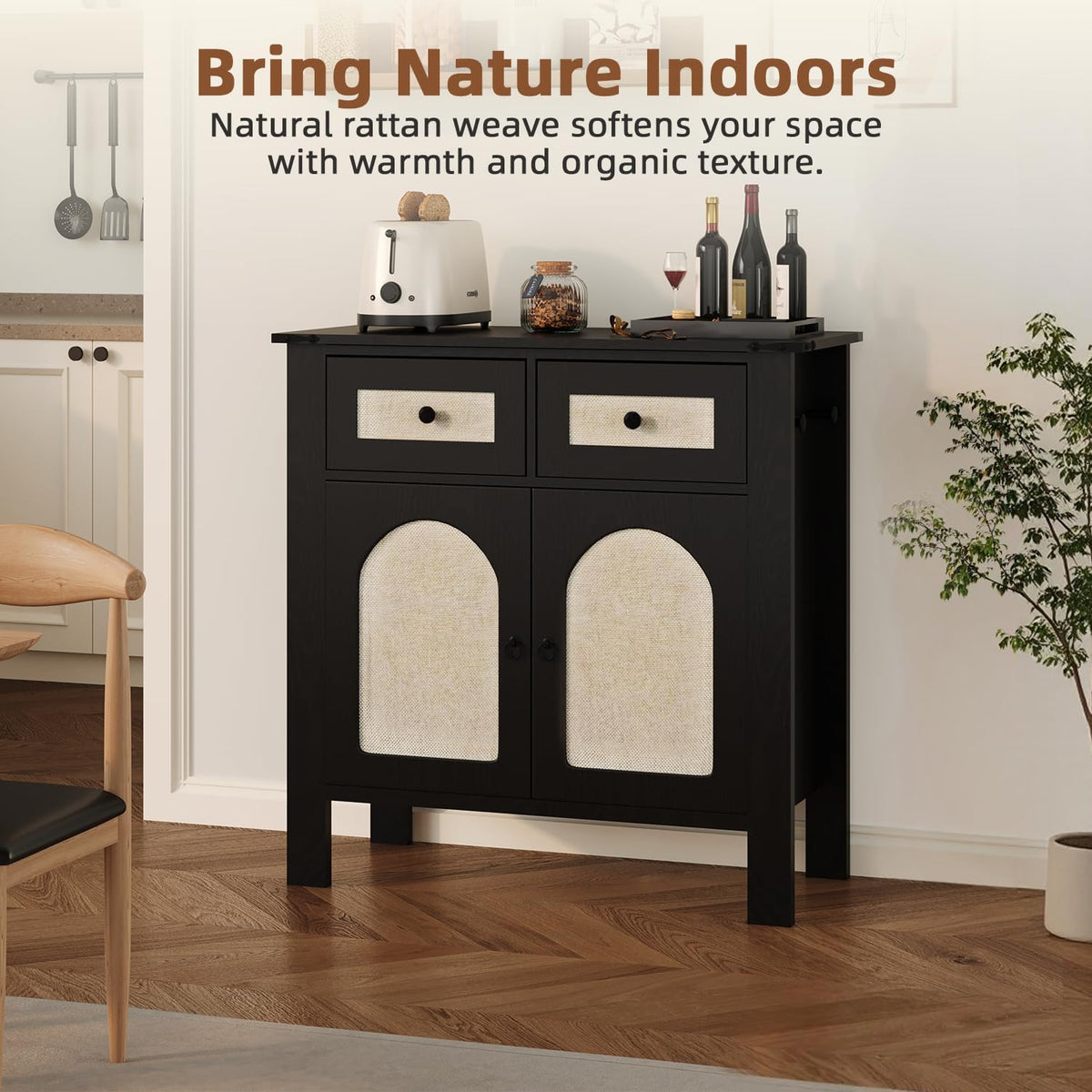 HOMREST rattan cabinet with storage gallery