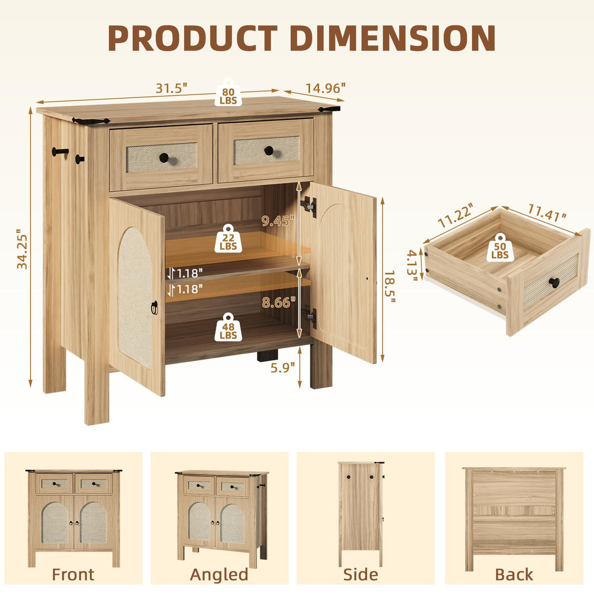 HOMREST rattan cabinet with storage gallery