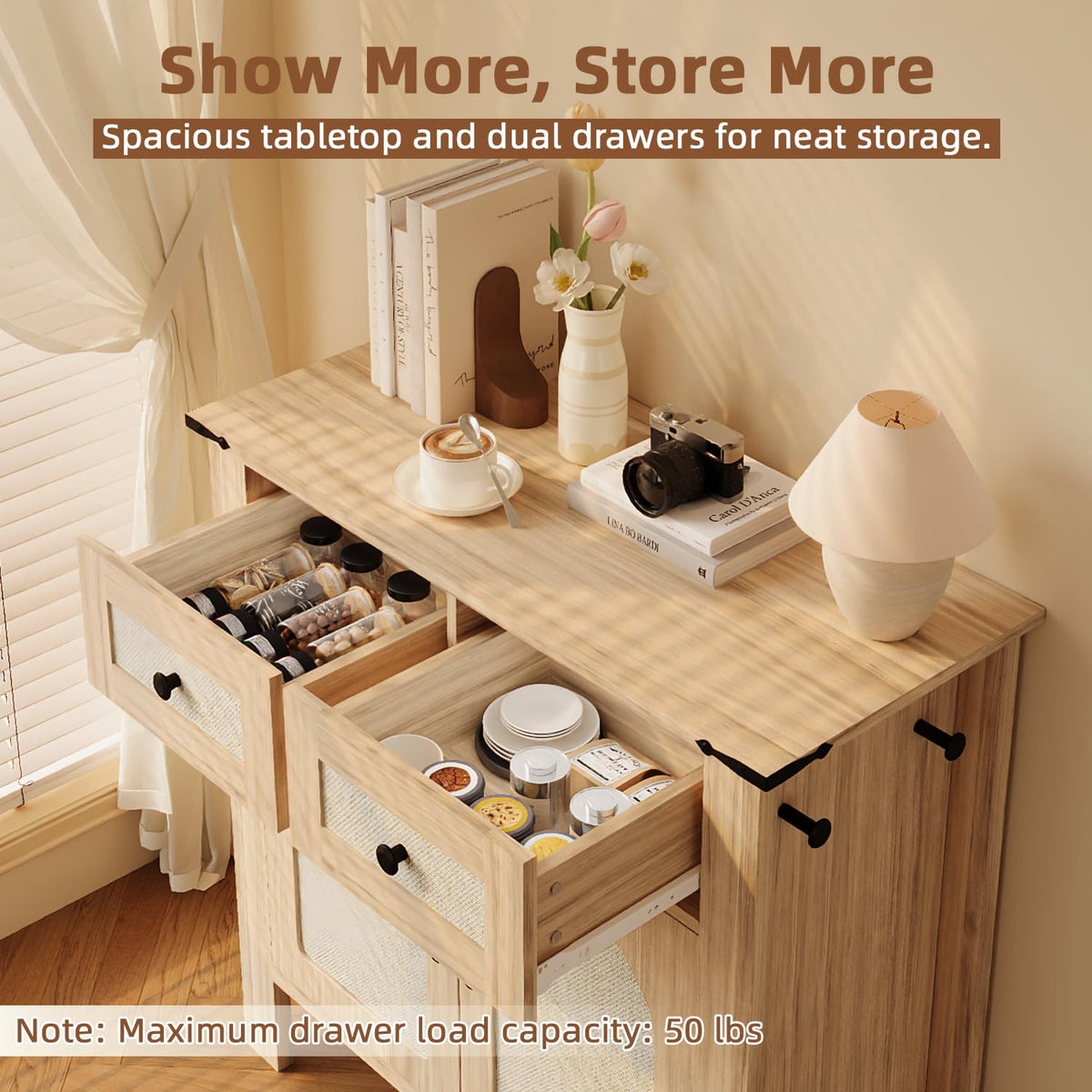 HOMREST rattan cabinet with storage gallery