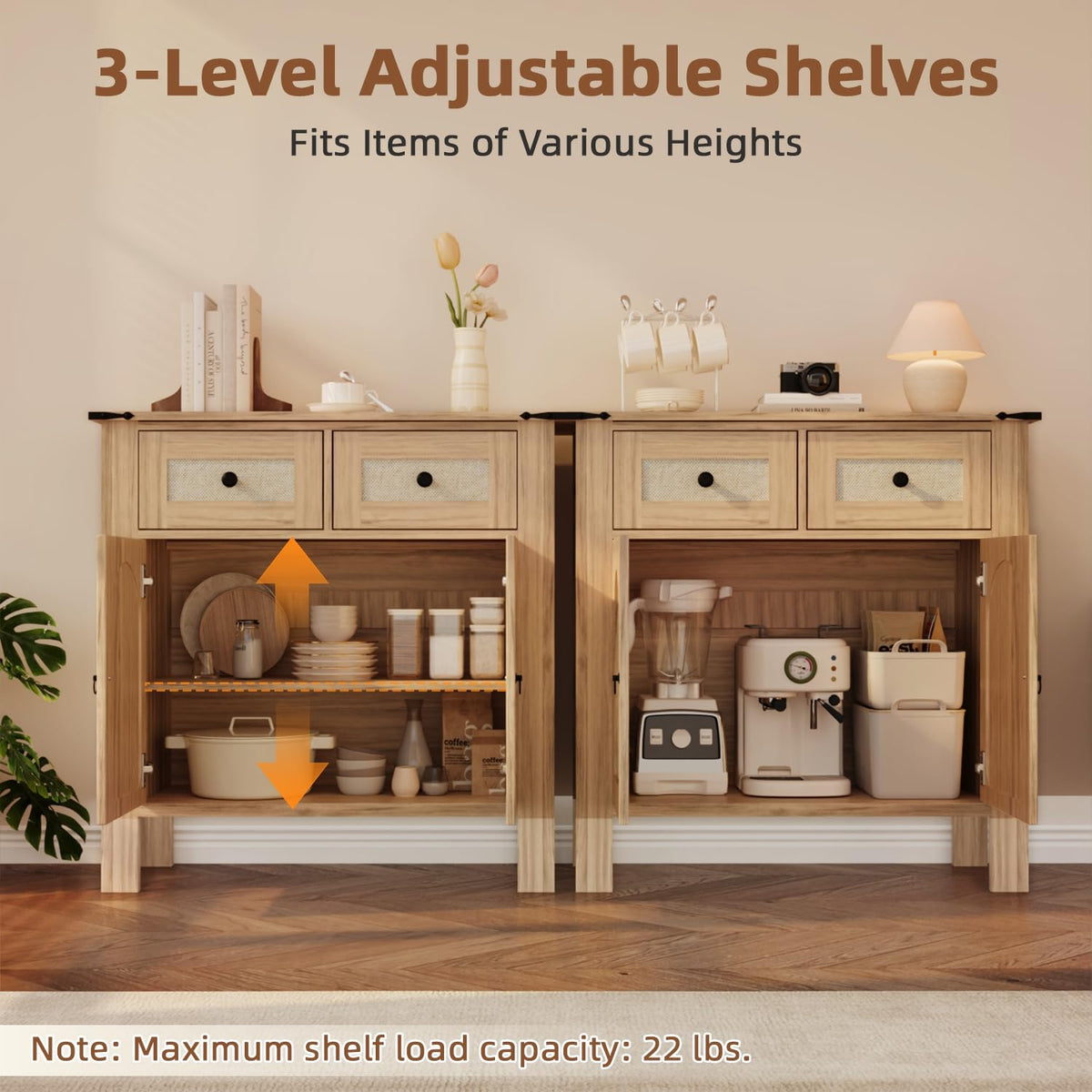 HOMREST rattan cabinet with storage gallery