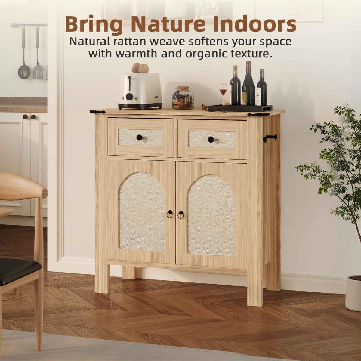 HOMREST rattan cabinet with storage gallery