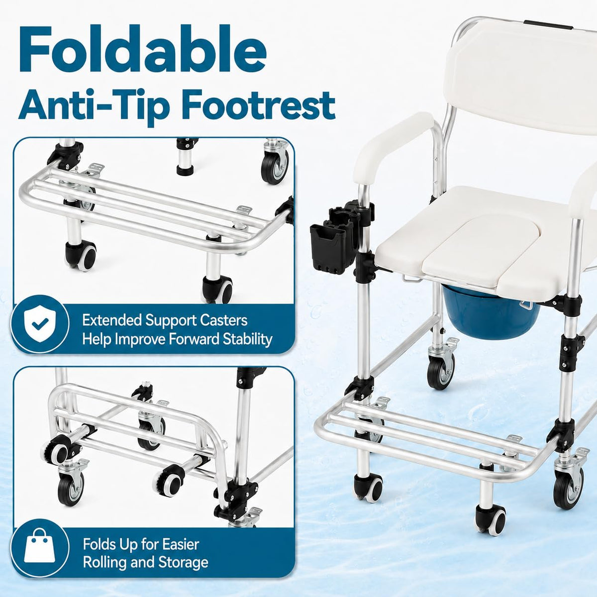 HOMREST rolling shower wheelchair - view 5