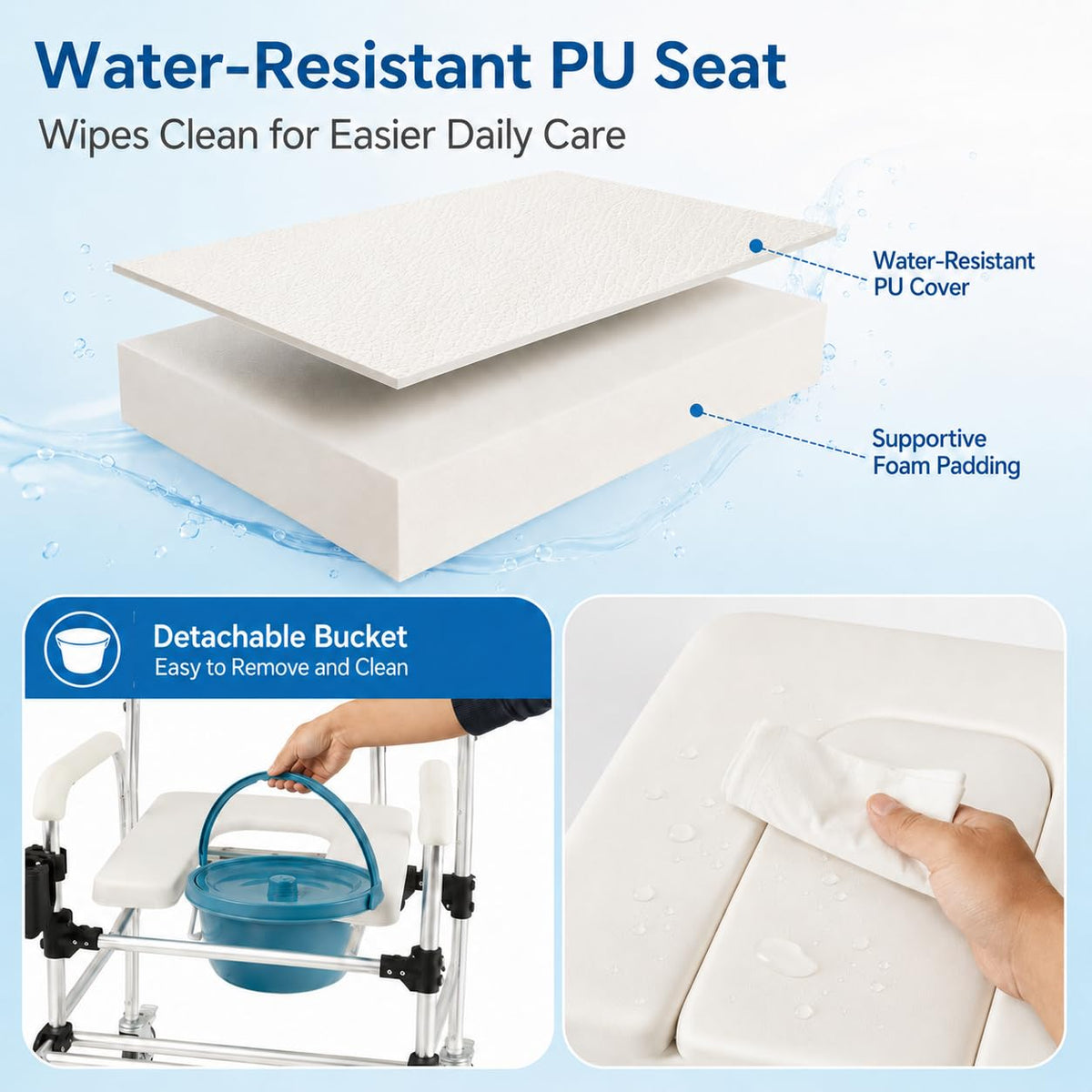 HOMREST rolling shower wheelchair - view 6