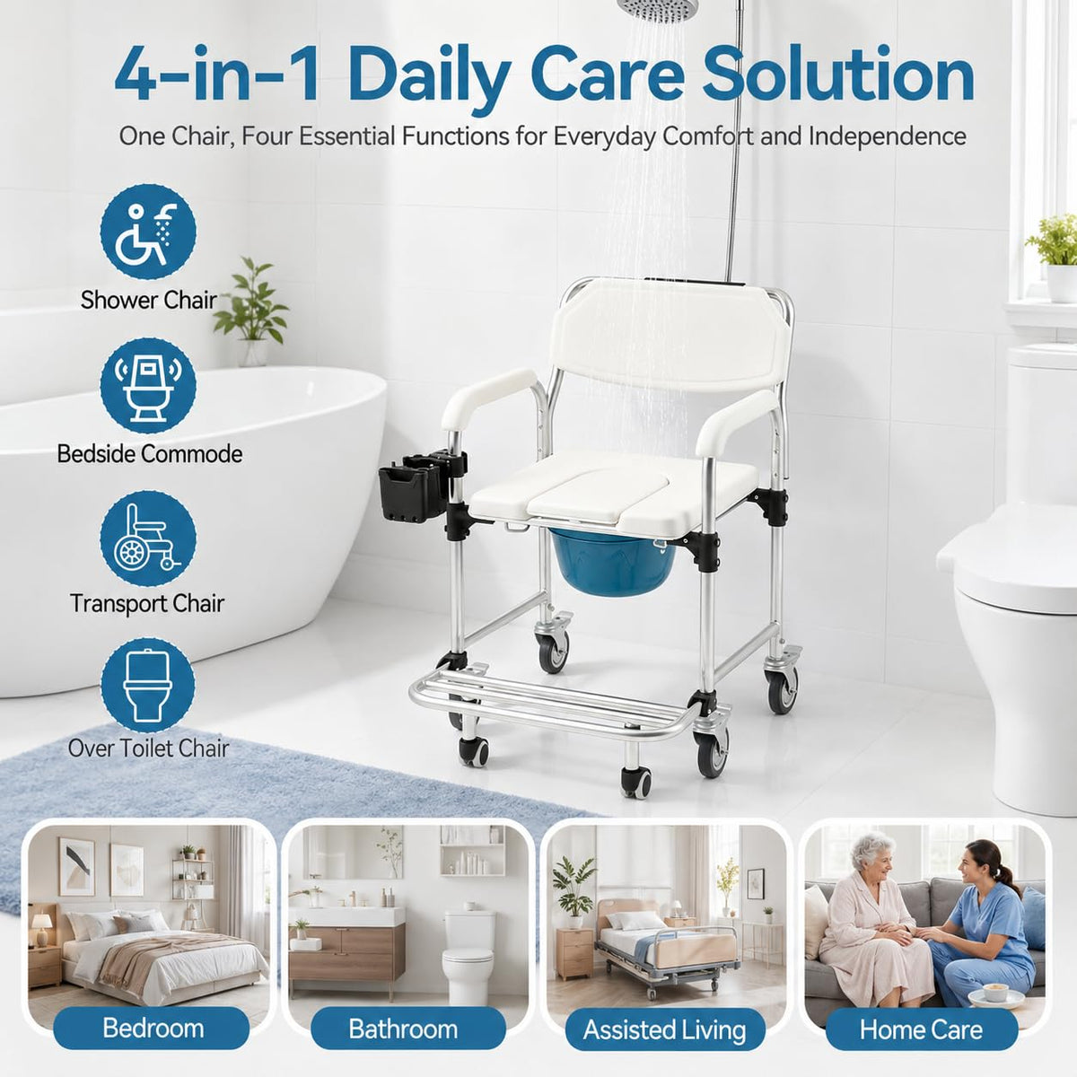 HOMREST rolling shower wheelchair - view 7