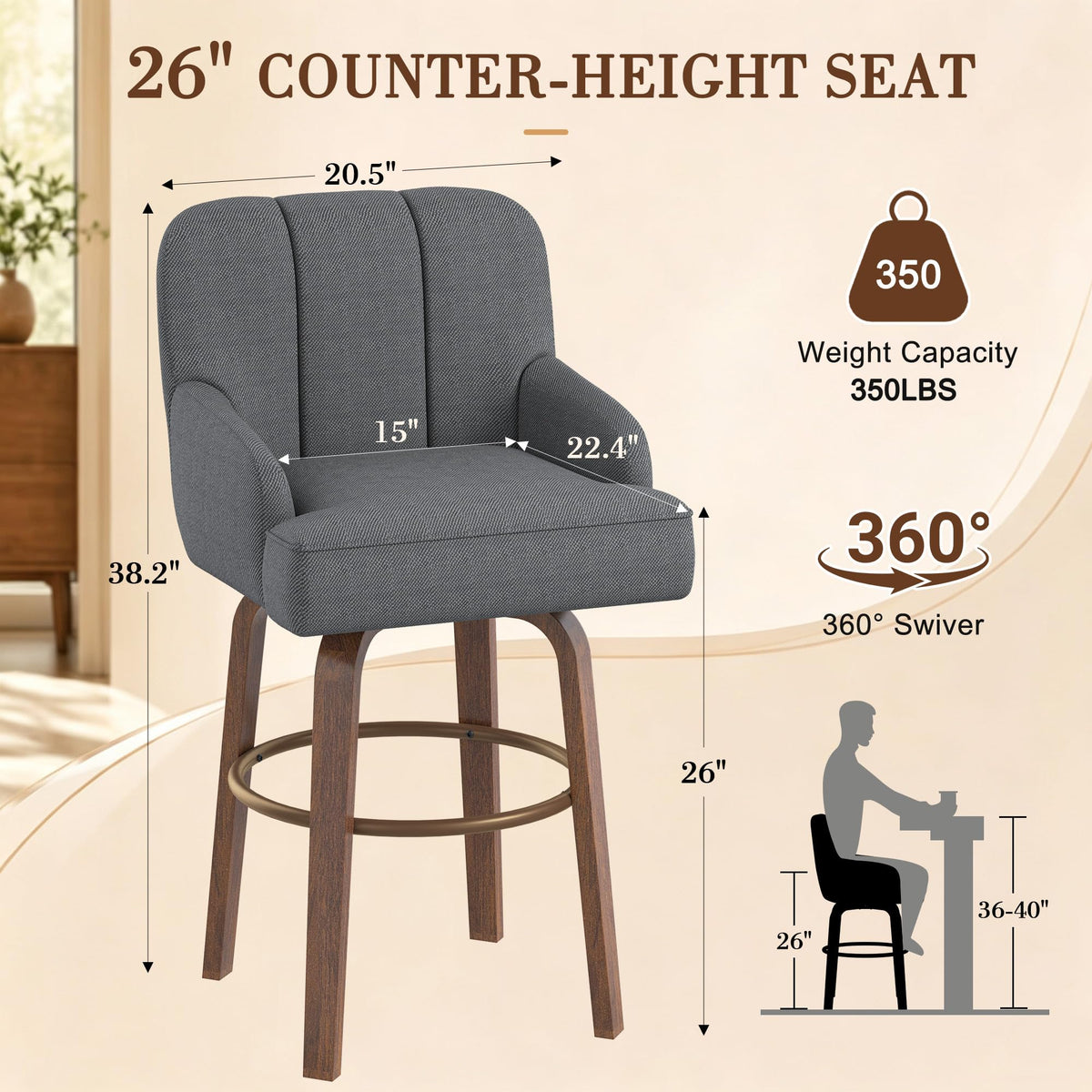 HOMREST swivel counter height bar gallery